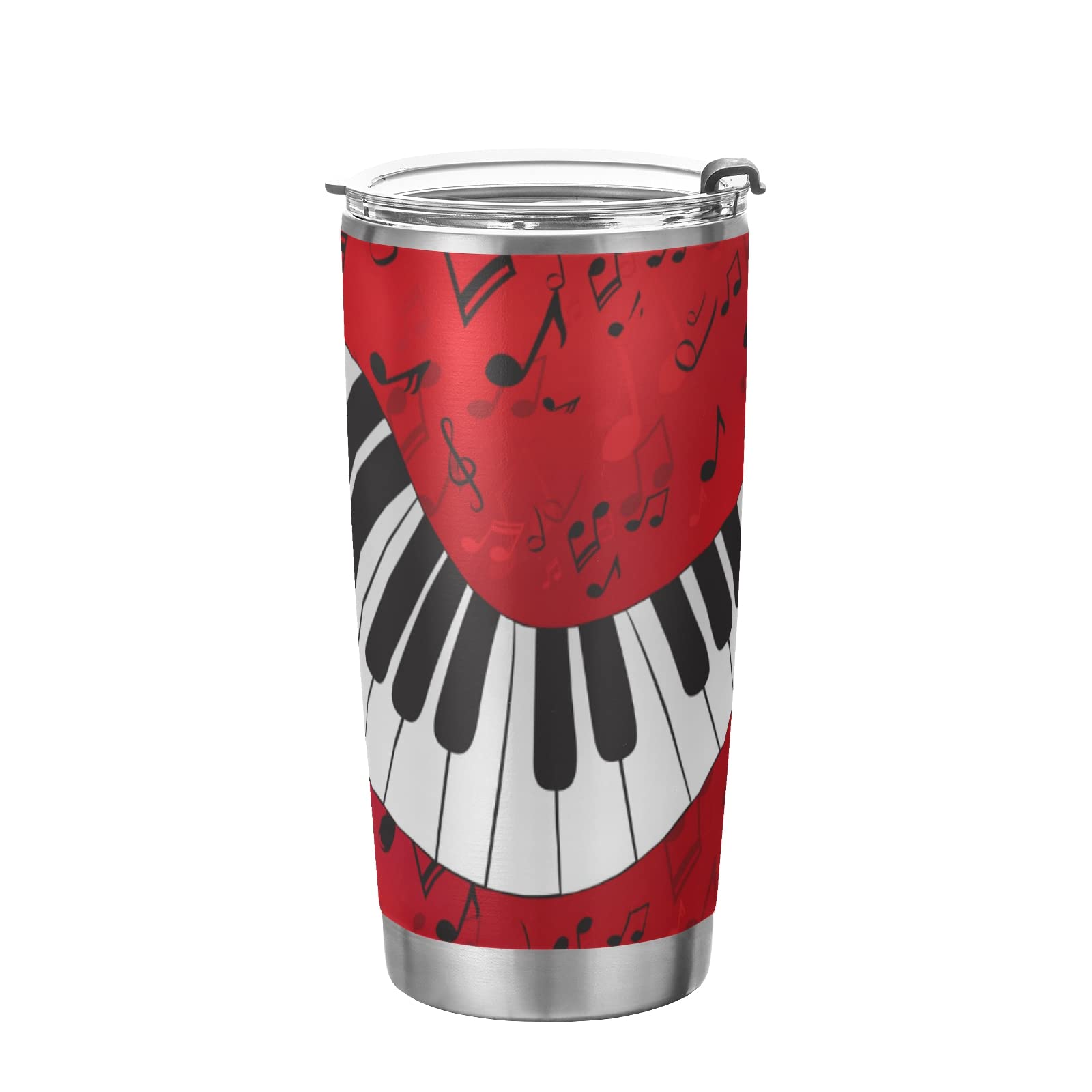 MCHIVER 20oz Piano Music Tumbler - Insulated Stainless Steel Travel Mug with Lid & Straw for Coffee & Cold Drinks