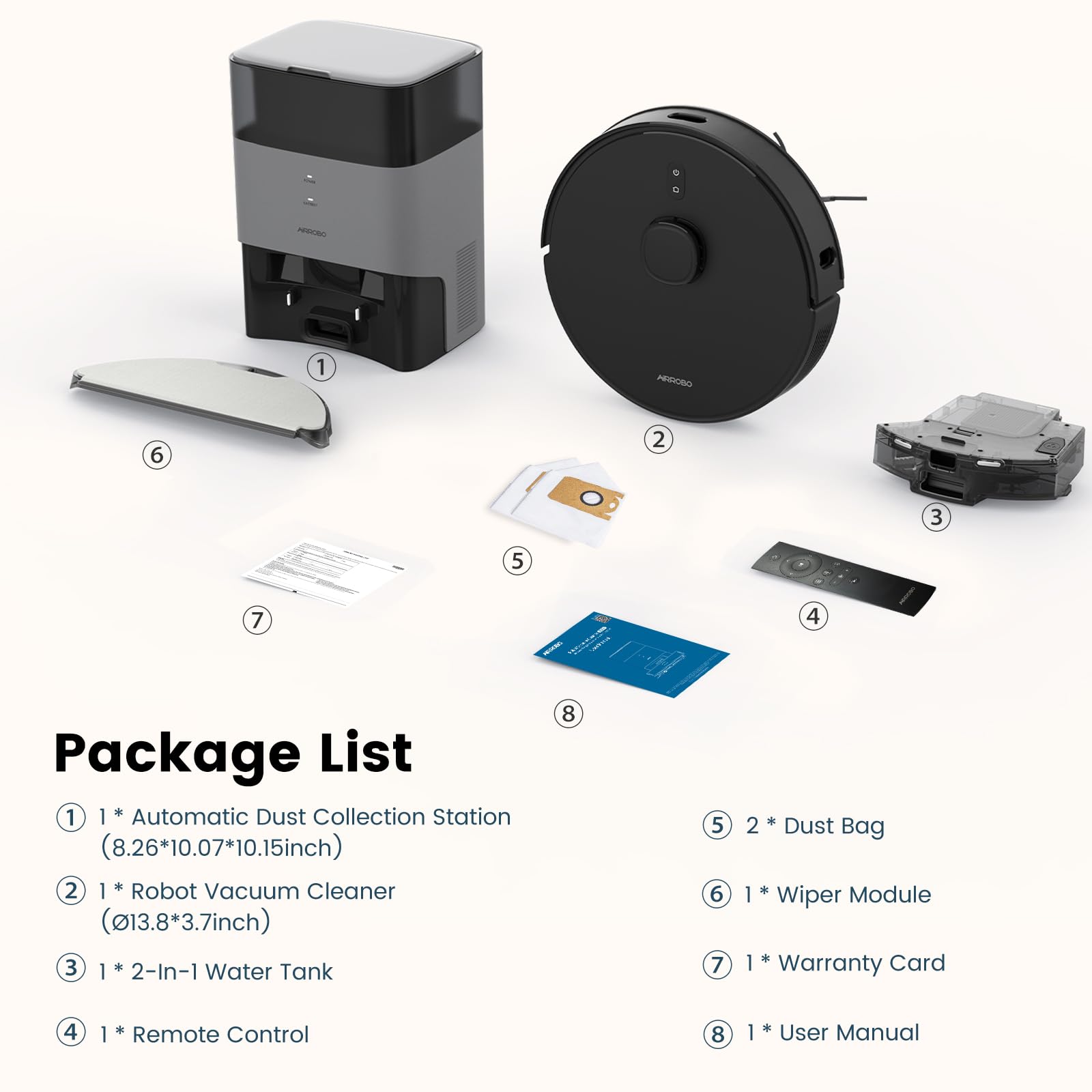 AIRROBO T20+ Robot Vacuum and Mop Combo with Self-Emptying Base | 60-Day Dustbin Capacity | Smart Mapping & Scheduling | Wi-Fi/App/Alexa Control | 180min Runtime | Ideal for Pet Hair, Hard Floors & Carpets | Perfect for Large Homes & Busy Families