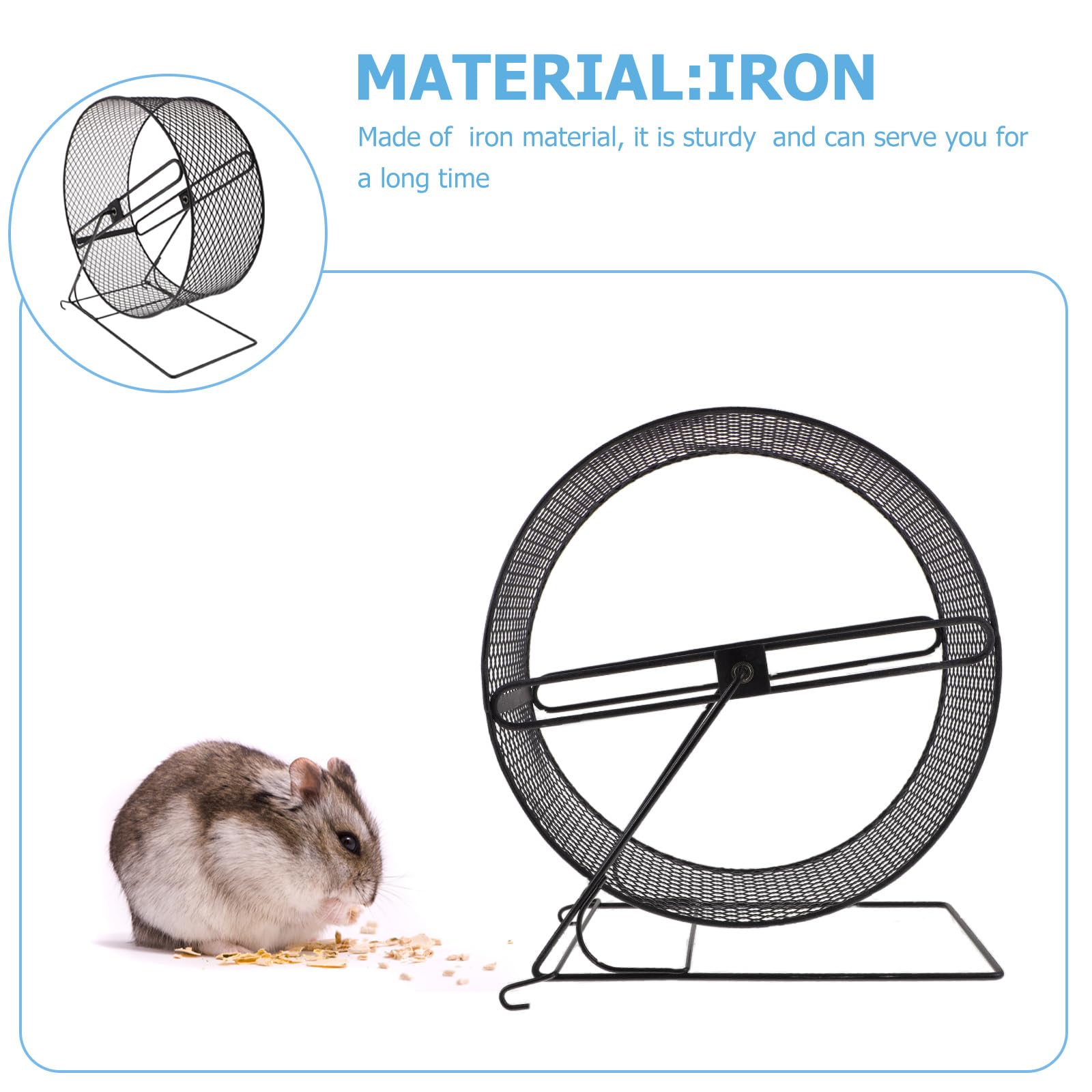 Silent Hamster Exercise Wheel - Non-Slip Chinchilla Running Wheel with Stand for Hedgehogs, Small Pets | Durable Cage Accessory for Hamsters, Gerbils, Mice | Perfect for Nighttime Play & Stress Relief