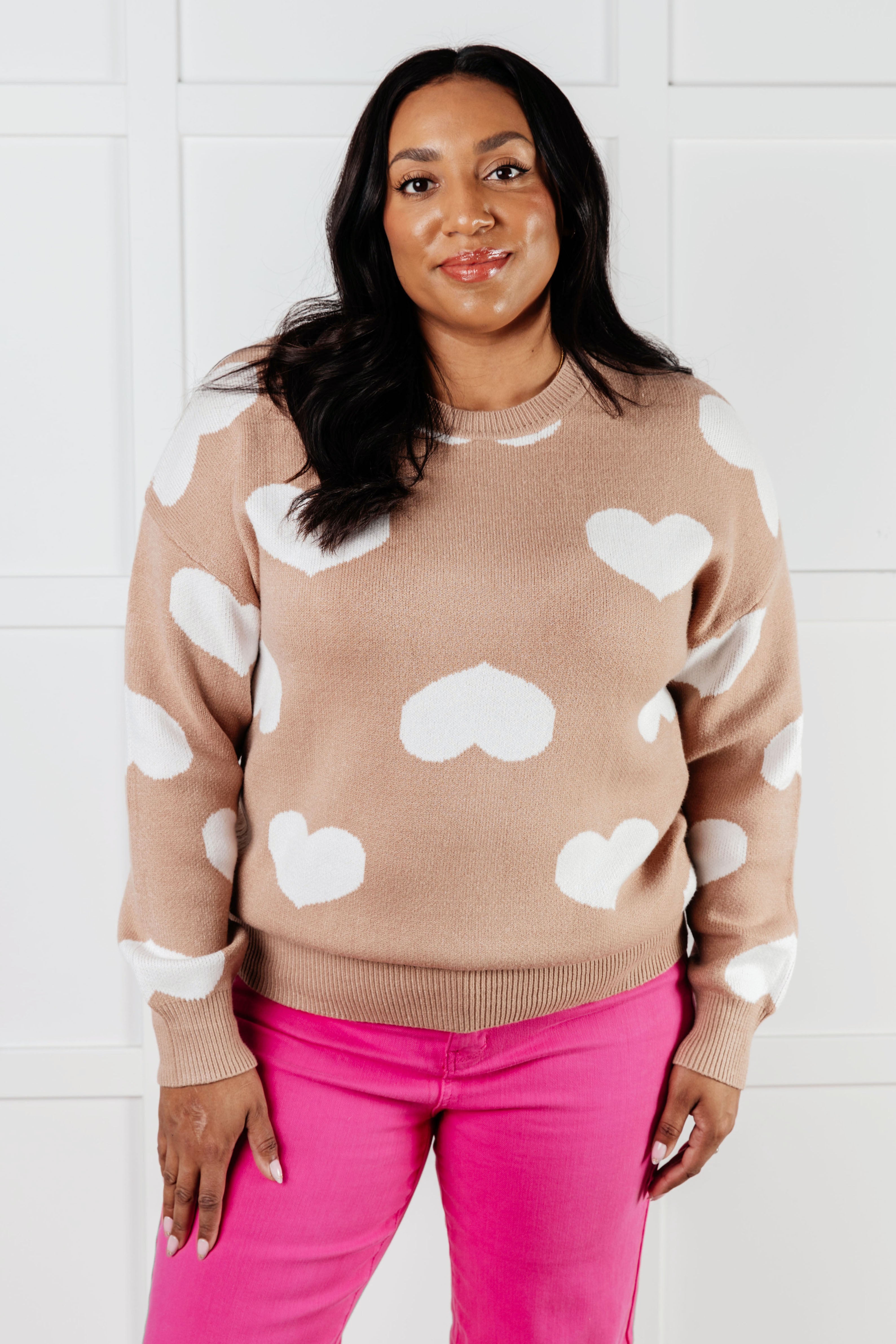 Heart to Heart Crewneck Sweater for Women - Cozy Knit Pullover with Romantic Heart Design | Perfect for Valentine's Day, Date Nights & Casual Winter Outfits