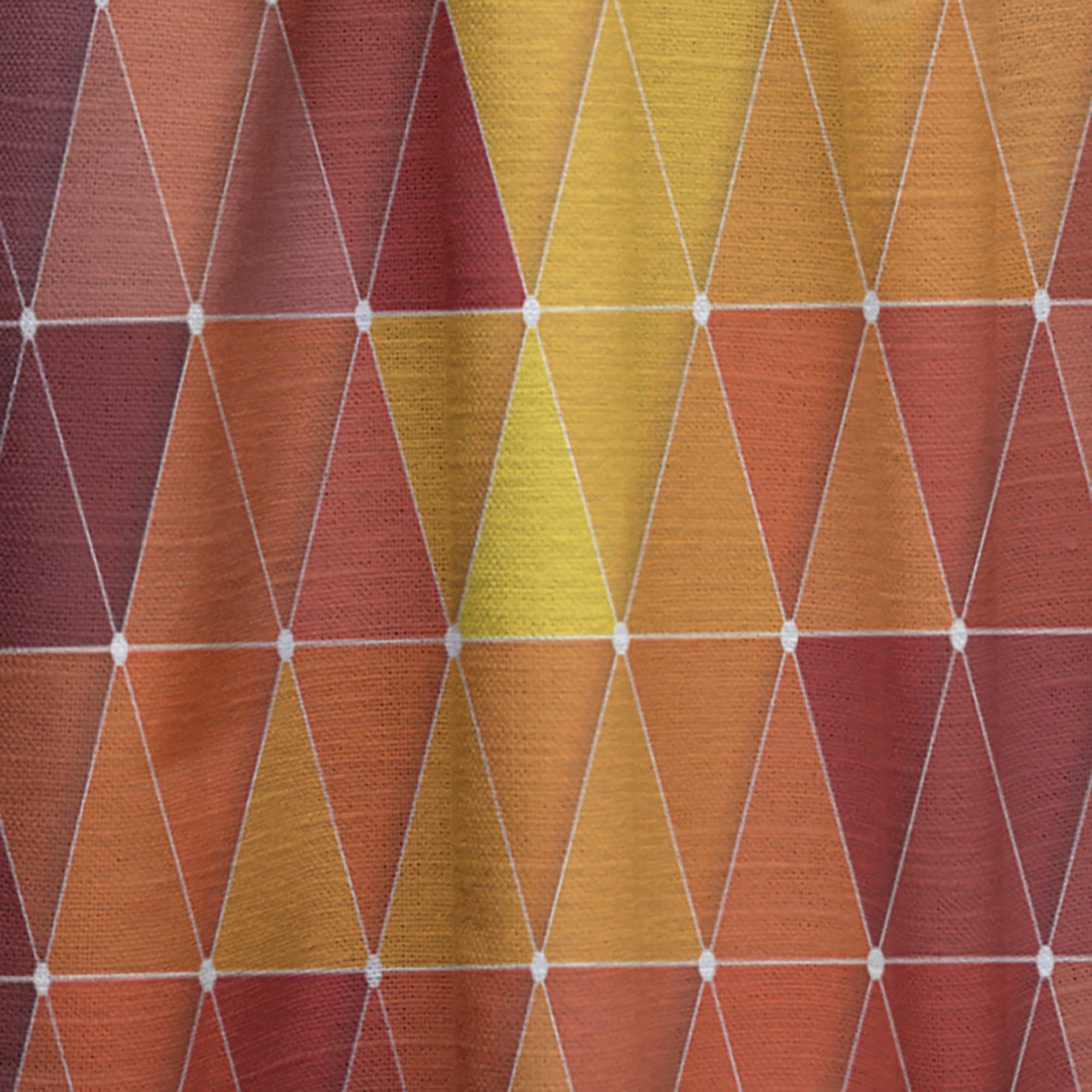 DesignQ Thermal Insulated Curtains - Red & Orange Geometric Triangle Pattern - 52x120 Inch Single Panel for Bedroom & Living Room - Blackout Drapes for Energy Efficiency & Privacy