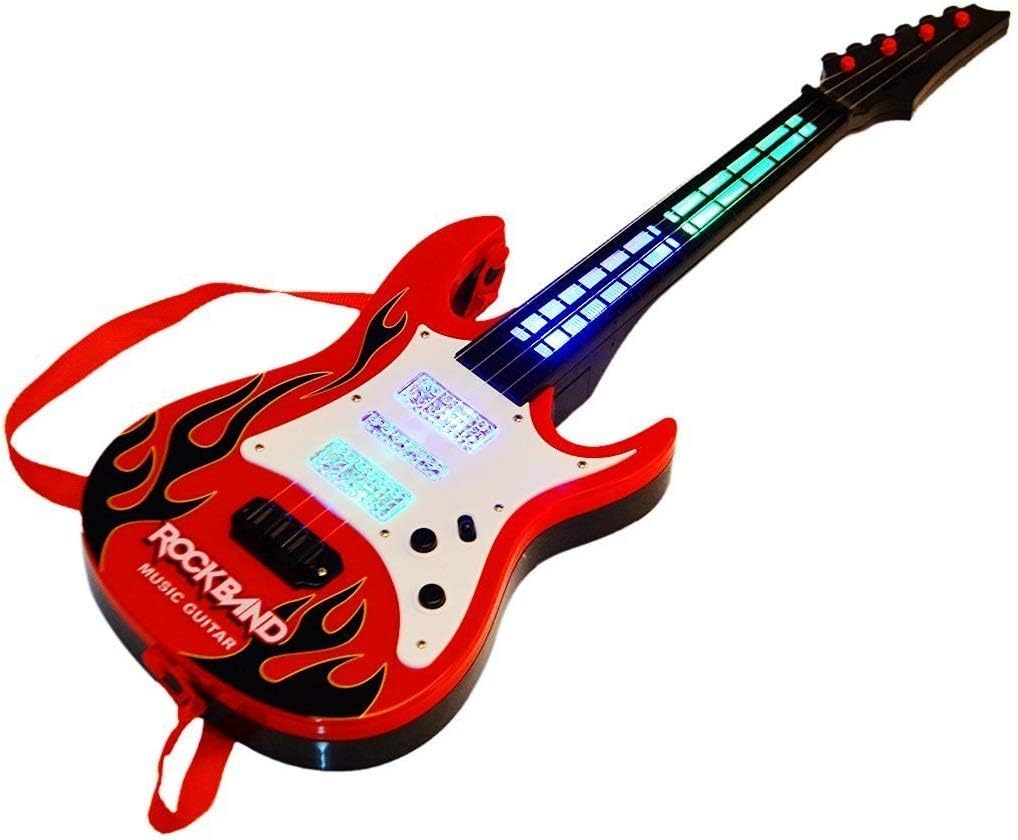 **Aarav Toys Electric Guitar Toy with Sound & Light Effects - Battery Operated Musical Instrument for Kids - Best Gift for Toddlers & Children - Perfect for Birthday Parties, Pretend Play & Early Music Education**