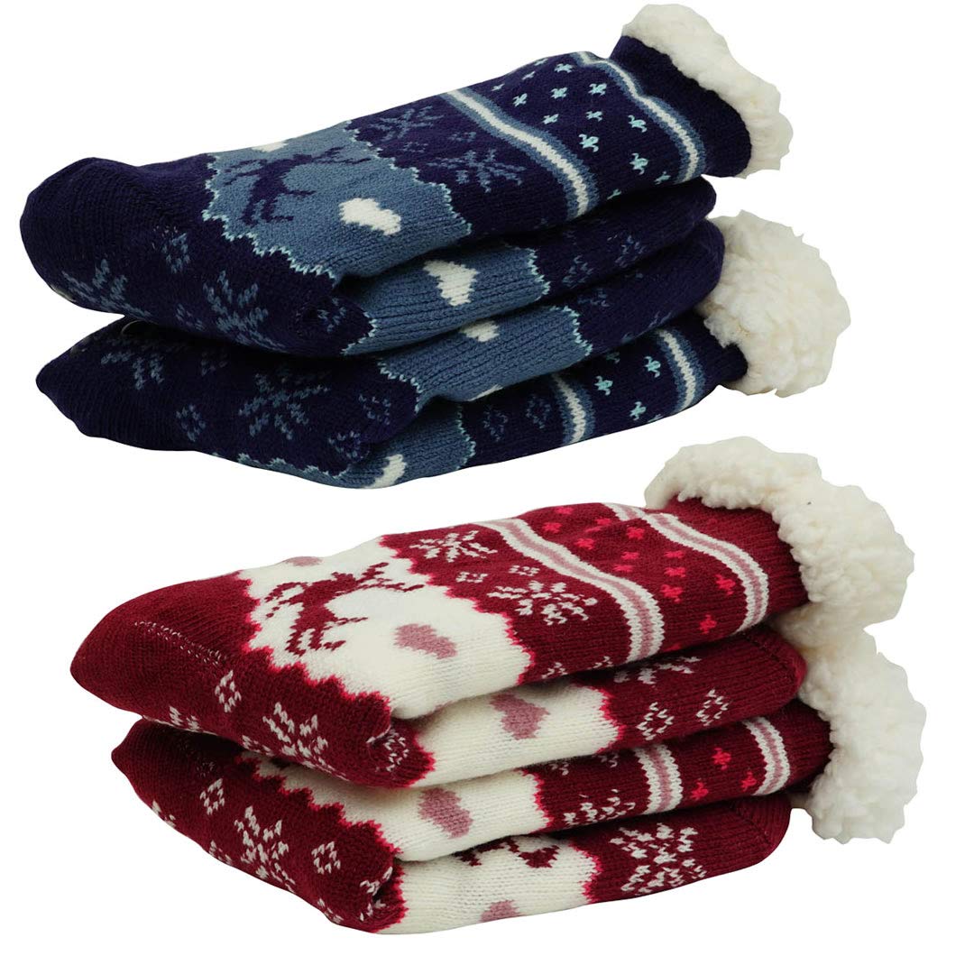 MaxNova Women's Winter Warm Cozy Fuzzy Fleece Slipper Socks - Soft Indoor House Shoes for Christmas Gift & Cold Weather Comfort at Home