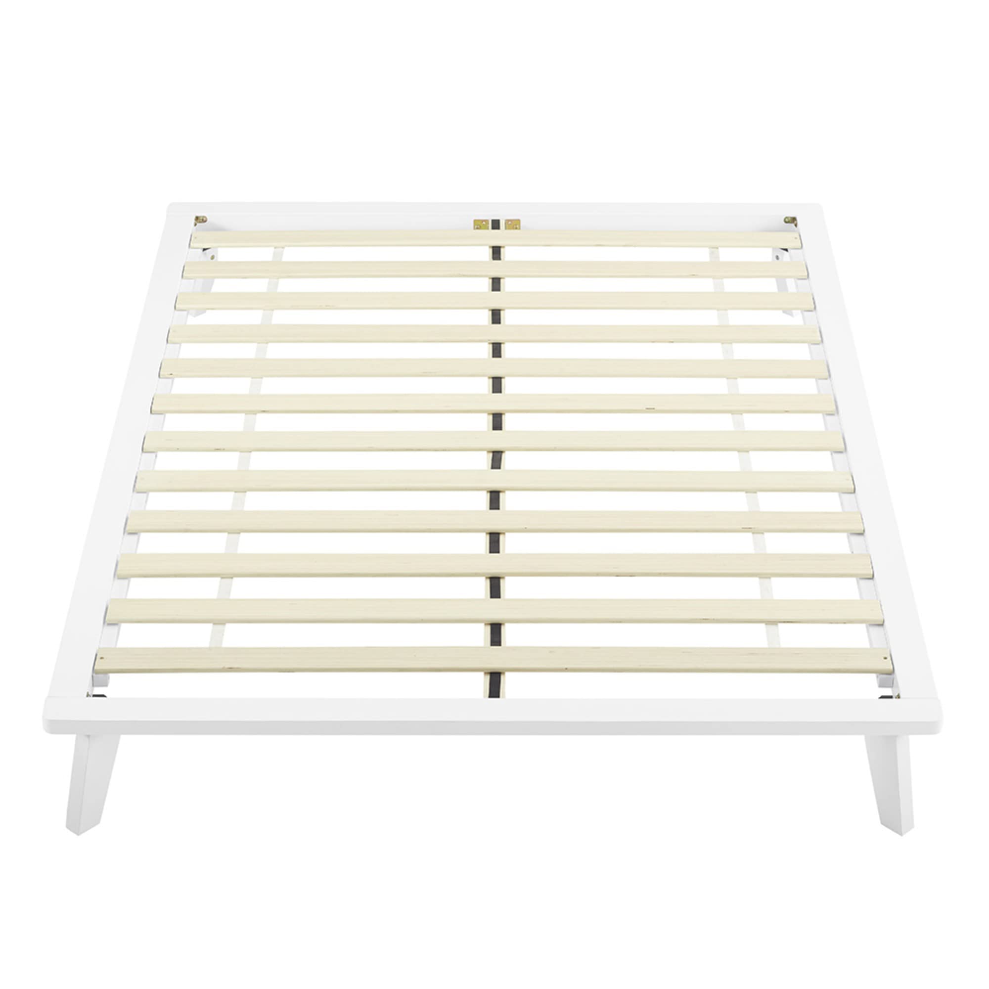 White Full Size Metro Wood Platform Bed Frame - Modern Minimalist Bedroom Furniture for Small Spaces & Apartments