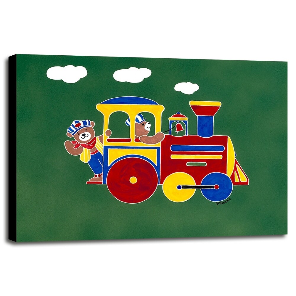 BearRy Happy Conductors SHERAS68808 Print 21x28.25 by Shelly Rasche - Vibrant Wall Art for Kids Room, Nursery Decor & Playroom Decoration