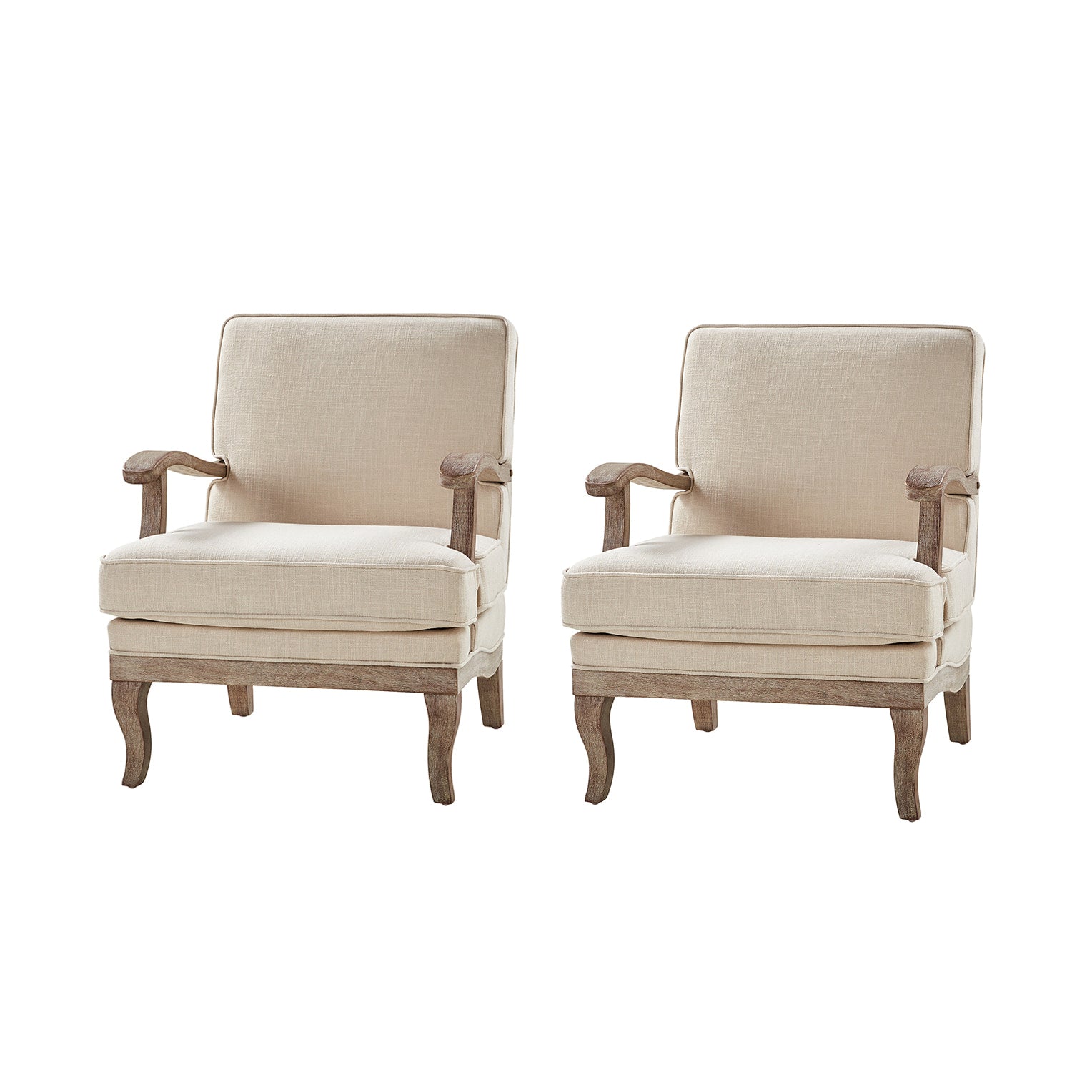 Randolph Farmhouse Upholstered Accent Chair with Wooden Legs - Comfortable Living Room Armchair for Home Decor, Reading Nook & Cozy Sitting Area (Multiple Style Options Available)