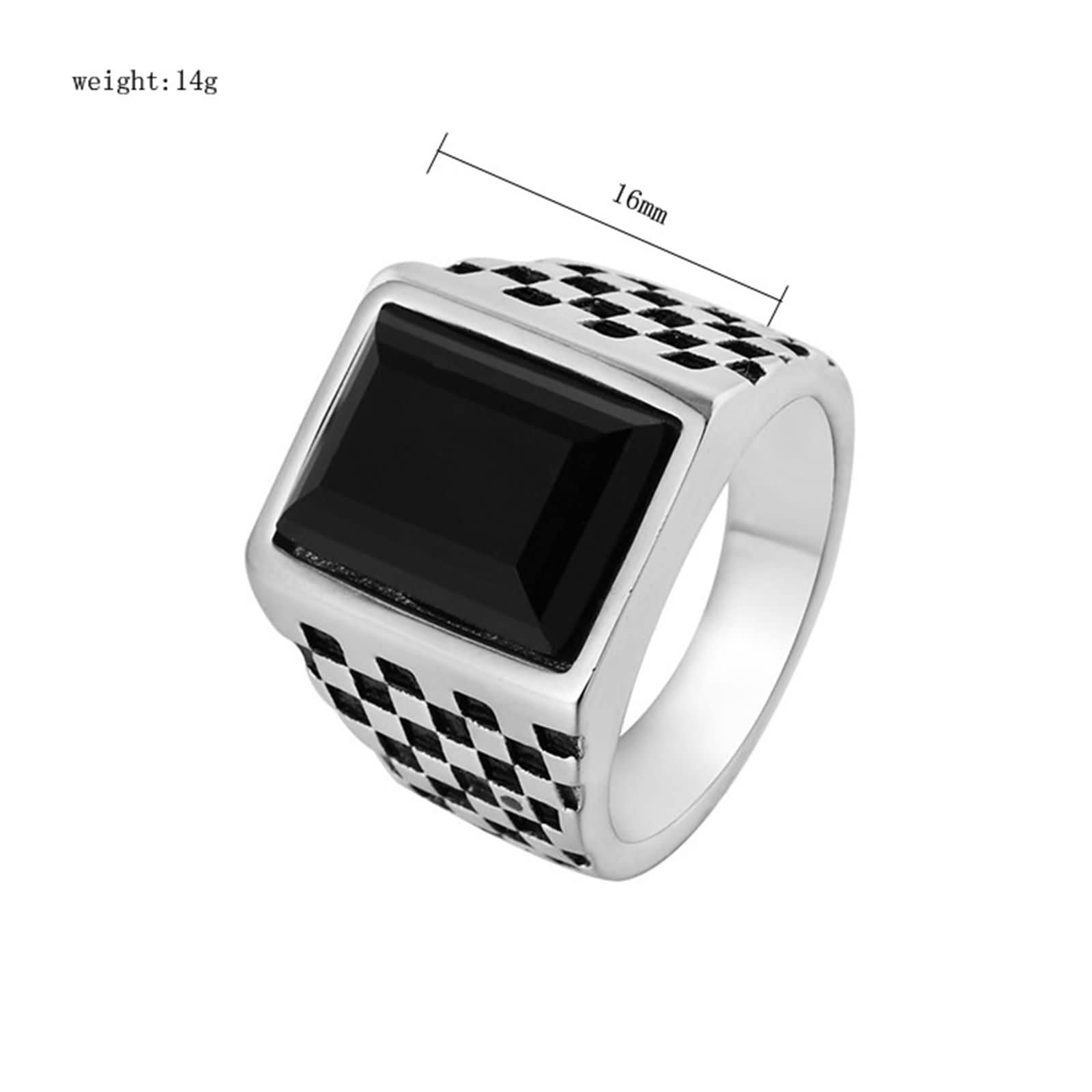 Gothic Men's Ring with Black Stone - Stainless Steel Wedding Band for Stylish Outfits