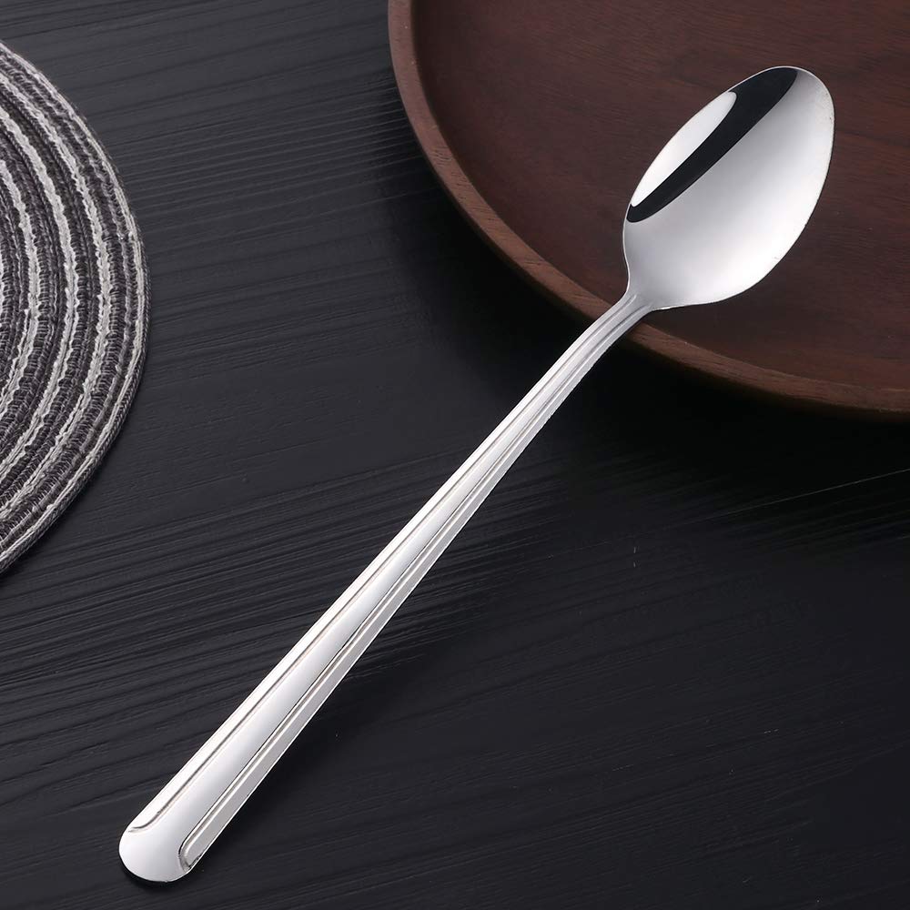 12-Pack 8-Inch Long Handle Iced Tea Spoons - Premium 18/10 Stainless Steel Coffee & Cocktail Stirring Spoons for Tea, Coffee, Ice Cream, and Beverages - Durable Silverware for Home, Cafe, and Restaurant Use
