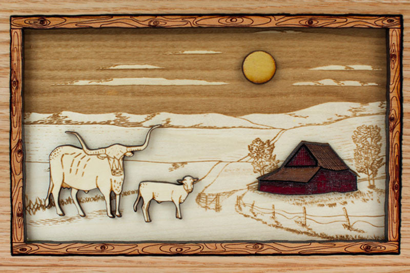 Handcrafted Farm & Cattle Themed Wooden Cremation Urn - Memorial Keepsake for Pet Ashes, Perfect for Home Display or Memorial Ceremony