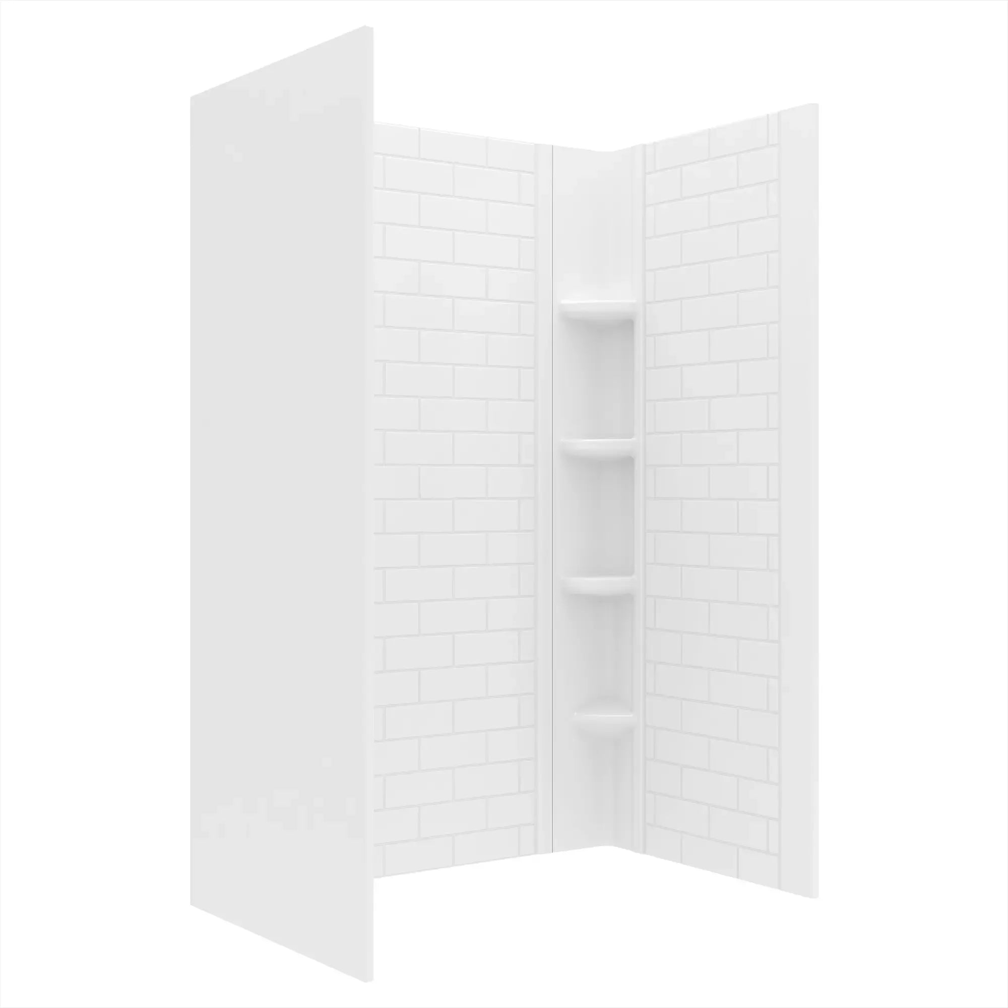 48x72 Inch Subway Tile Pattern 3-Piece Shower Surround Kit - Waterproof Bathroom Wall Panel Set for Easy Installation (Perfect for Bathroom Renovation & Modern Home Decor)