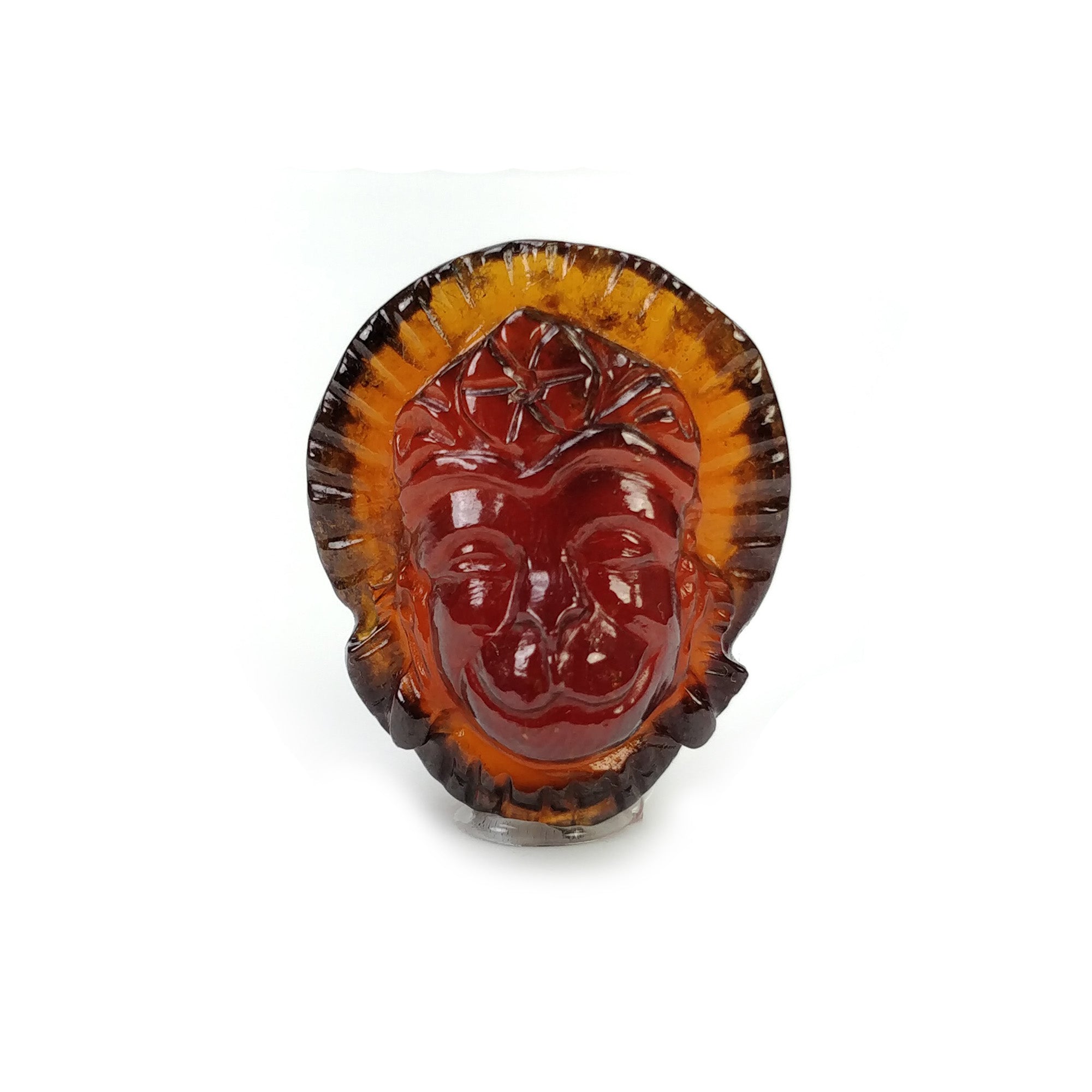 Natural Hessonite Garnet Gemstone Carving - 39.60cts Untreated Hand Carved Lord Hanuman 24x20mm (Video Included) | Spiritual Jewelry, Meditation Aid & Unique Gift for Gem Collectors