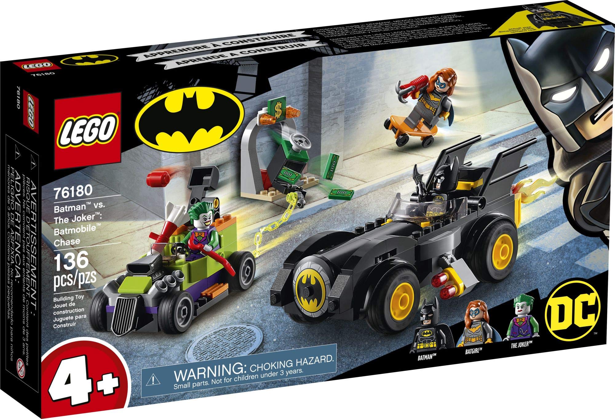 LEGO DC Batman Batmobile Chase Building Toy Set - Batman vs. The Joker with 136 Pieces | Includes Batman, Batgirl & Joker Minifigures + Buildable Batmobile & Hot Rod | Creative Play for Kids Ages 6+ | 2021 New Release | Perfect for Superhero Role Play & Collectors