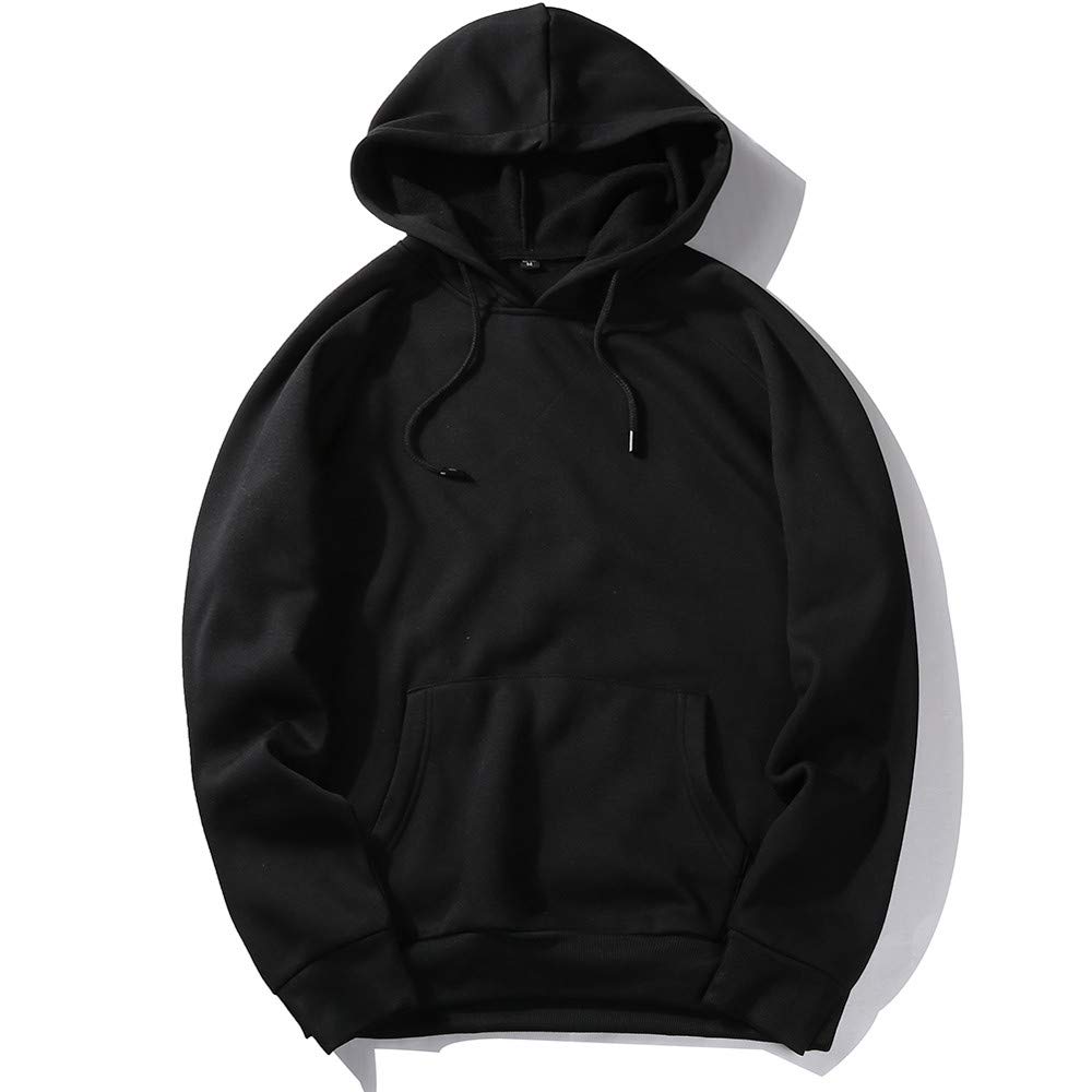 Men's Casual Winter Hooded Pullover - Short Sleeve Solid Color Sports Hoodie for Outdoor Activities & Gym Workouts