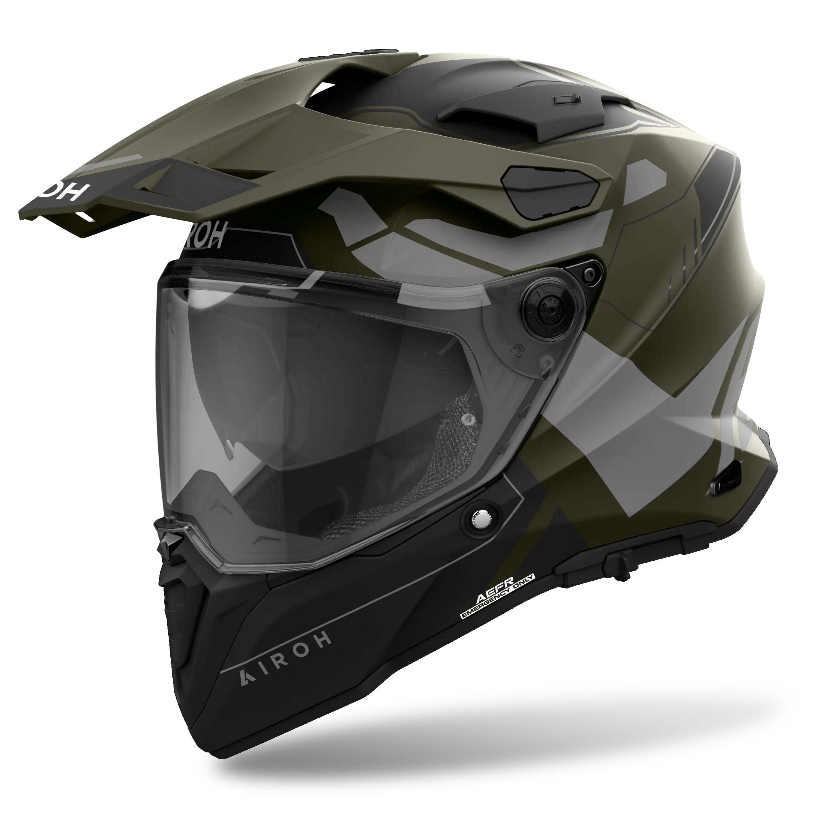 Airoh Commander 2 Reveal Military Green Motorcycle Helmet - DOT & ECE Certified Off-Road ATV Dirt Bike Helmet for Adventure Riding & Trail Exploration