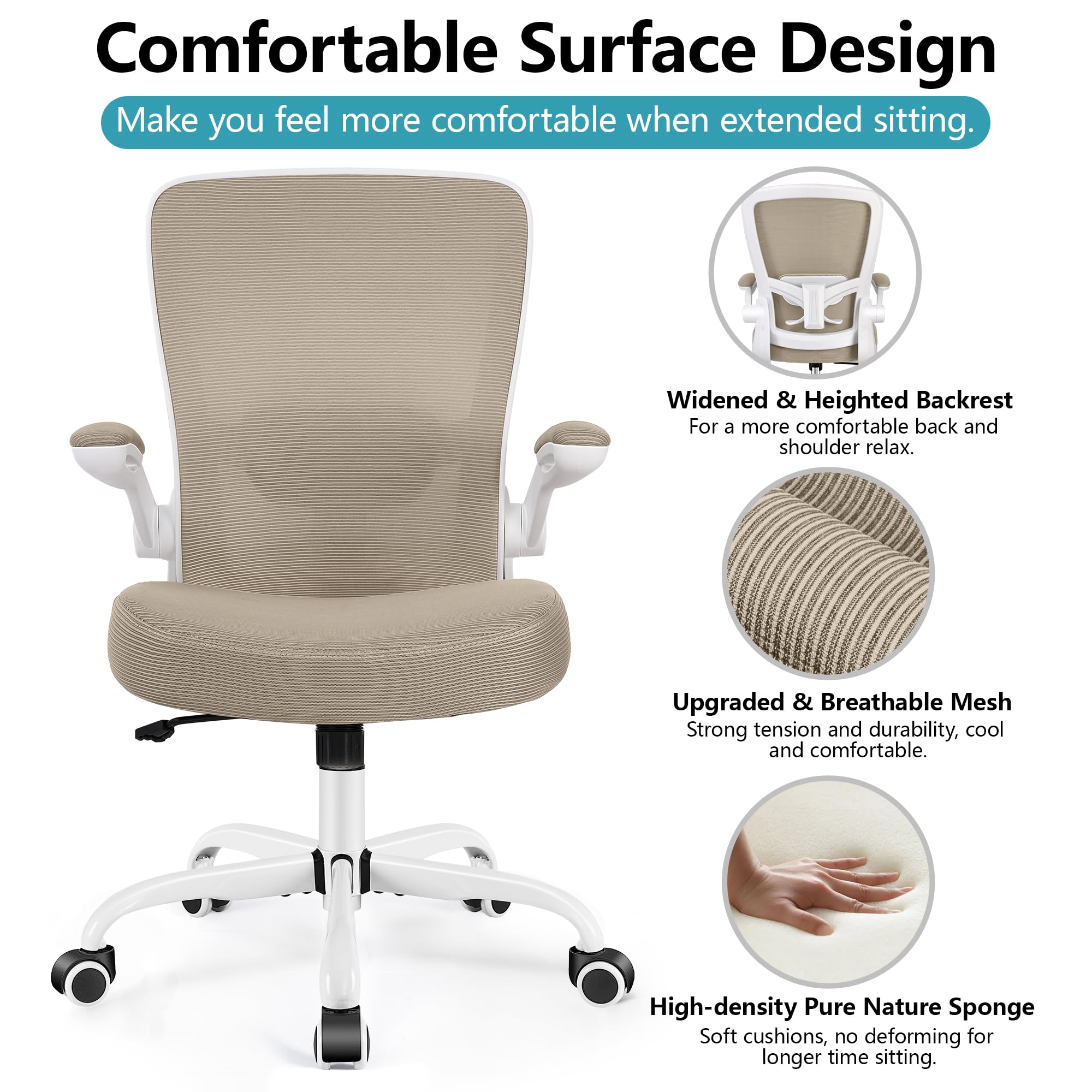 FelixKing Ergonomic Office Chair - Adjustable High Back Mesh Desk Chair with Lumbar Support & Flip-Up Armrests - Comfortable Rolling Swivel Computer Task Chair for Home Office, Gaming, and Workspace