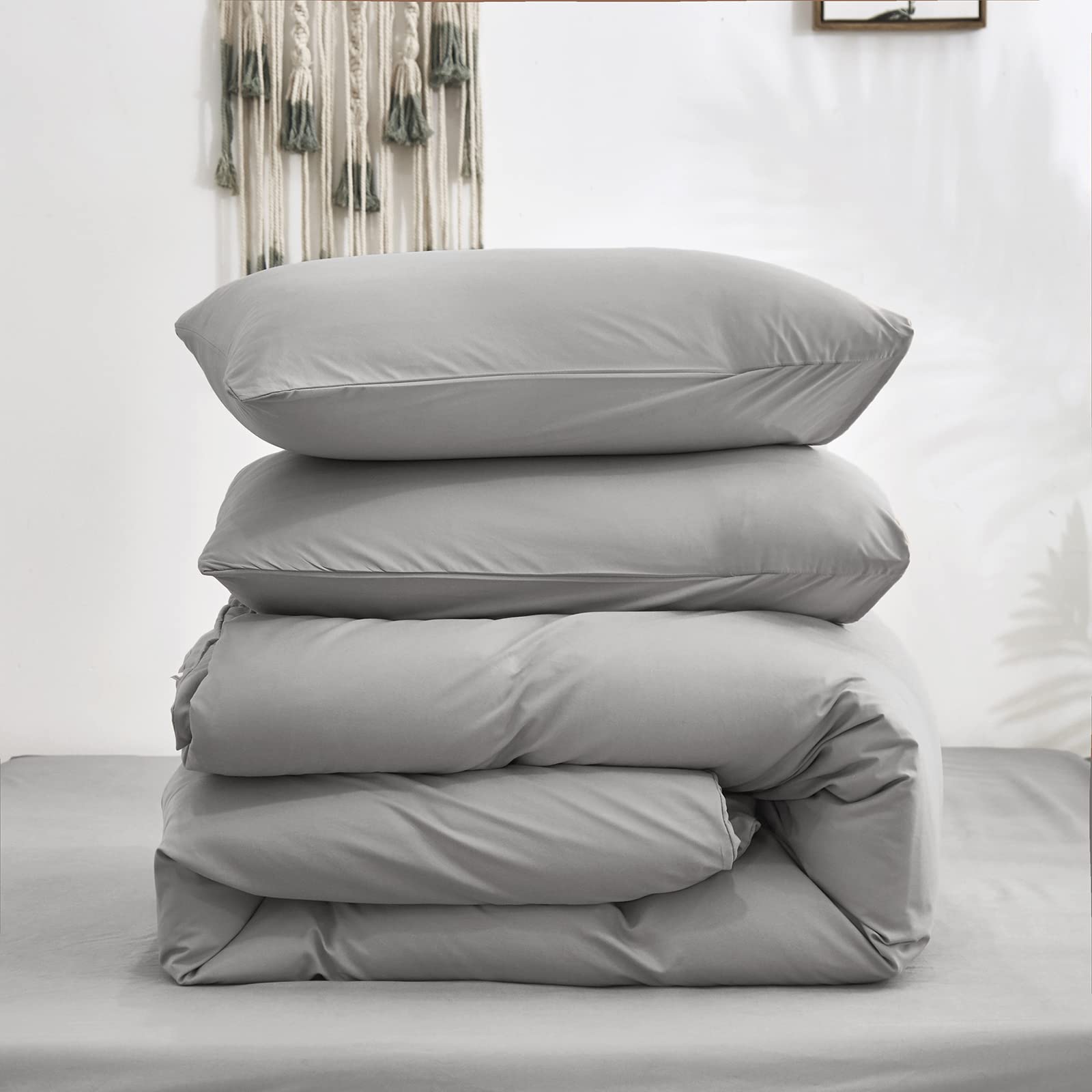 Premium Cottonight Silver Grey Comforter Set King Size - Soft, Breathable & Durable Light Grey Bedding Set with Quilted Blanket | Perfect for Master Bedroom, Guest Room & Cozy Winter Nights