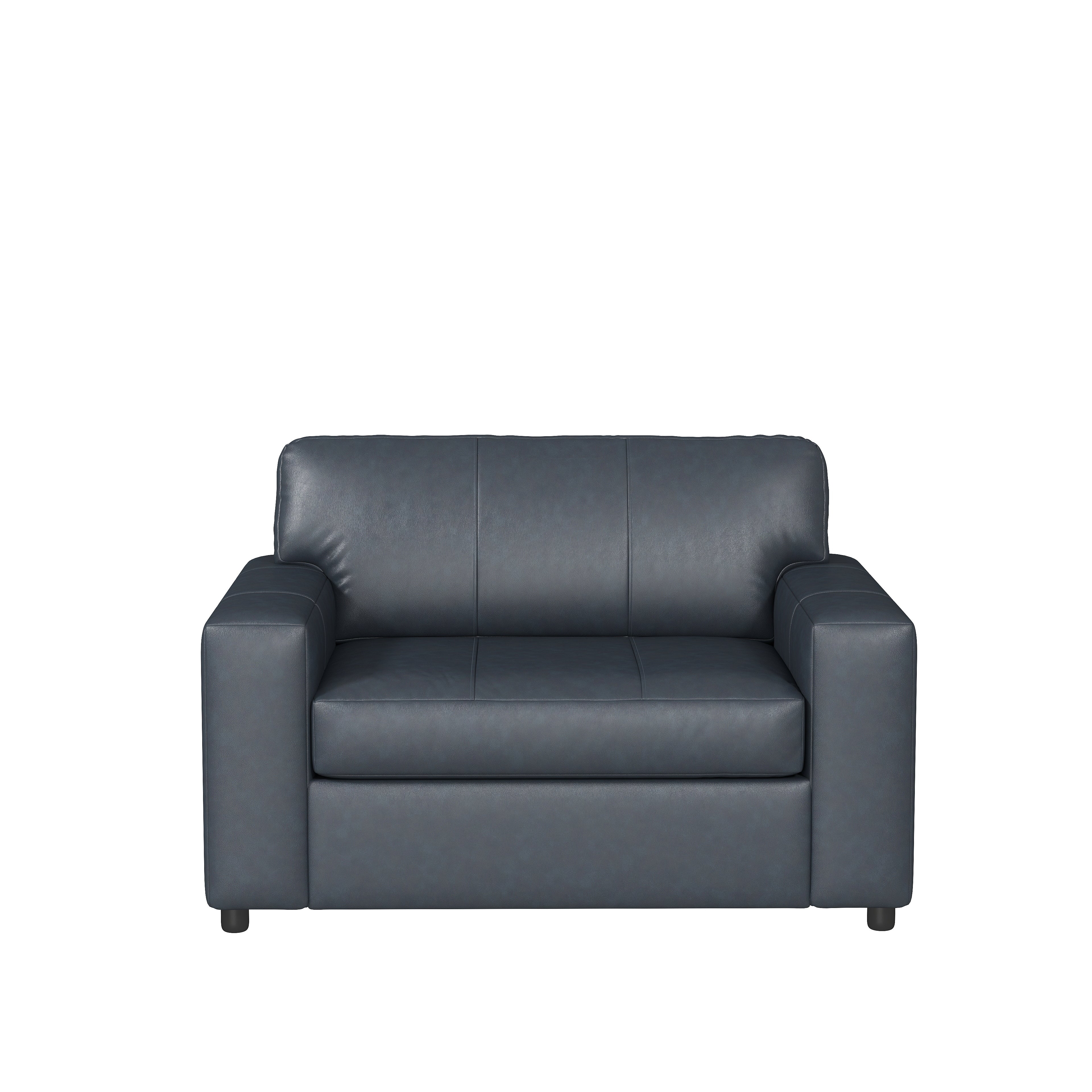 Roundhill Furniture Sakan Genuine Leather Upholstered Cutler Lounge Chair - Modern Living Room Accent Chair for Home Office & Reading Nook