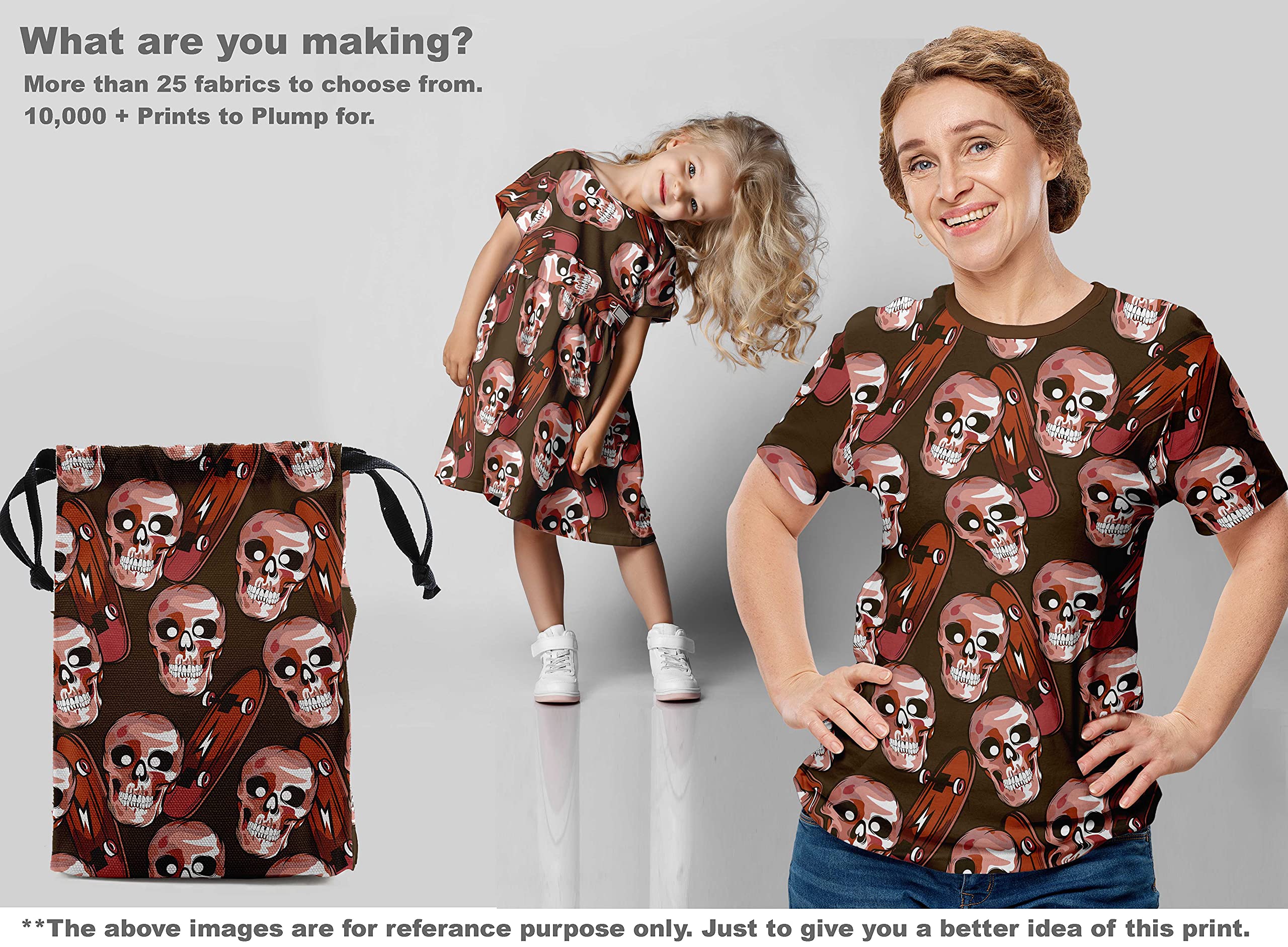 oneOone Polyester Spandex Skull Print Fabric - Brown Dress Material 56 Inch Wide by The Yard | Perfect for Gothic Clothing, Halloween Costumes & DIY Fashion Projects