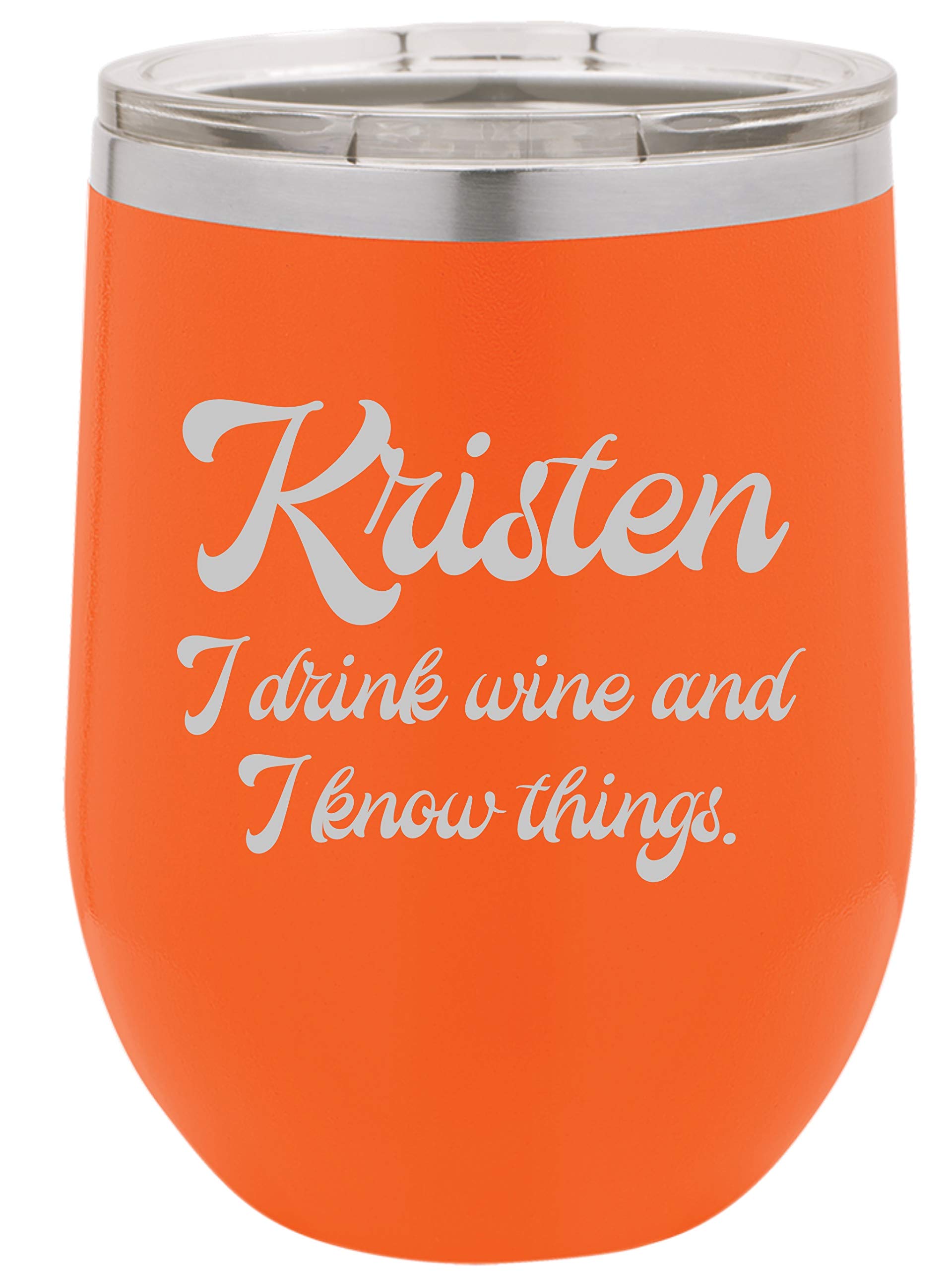Personalized 12oz Double Wall Vacuum Insulated Wine Tumbler - Leakproof Stainless Steel Travel Mug with Lid & Straw, Perfect for Hot/Cold Drinks - Great Gift for Wine Lovers, Office, Camping & Outdoor Activities (Tangerine Orange)