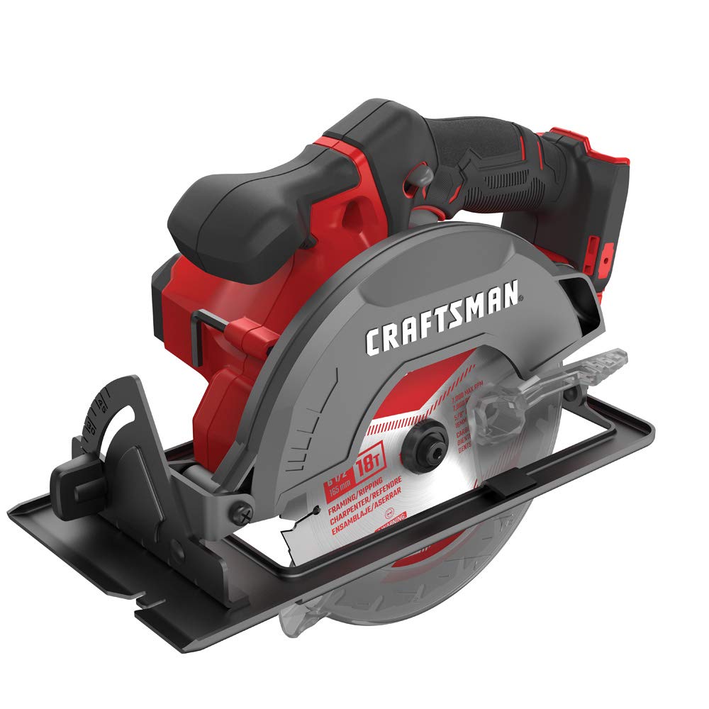 CRAFTSMAN V20 6-1/2 Inch Cordless Circular Saw (CMCS500B) - Bare Tool for Woodworking, DIY Projects & Home Renovations
