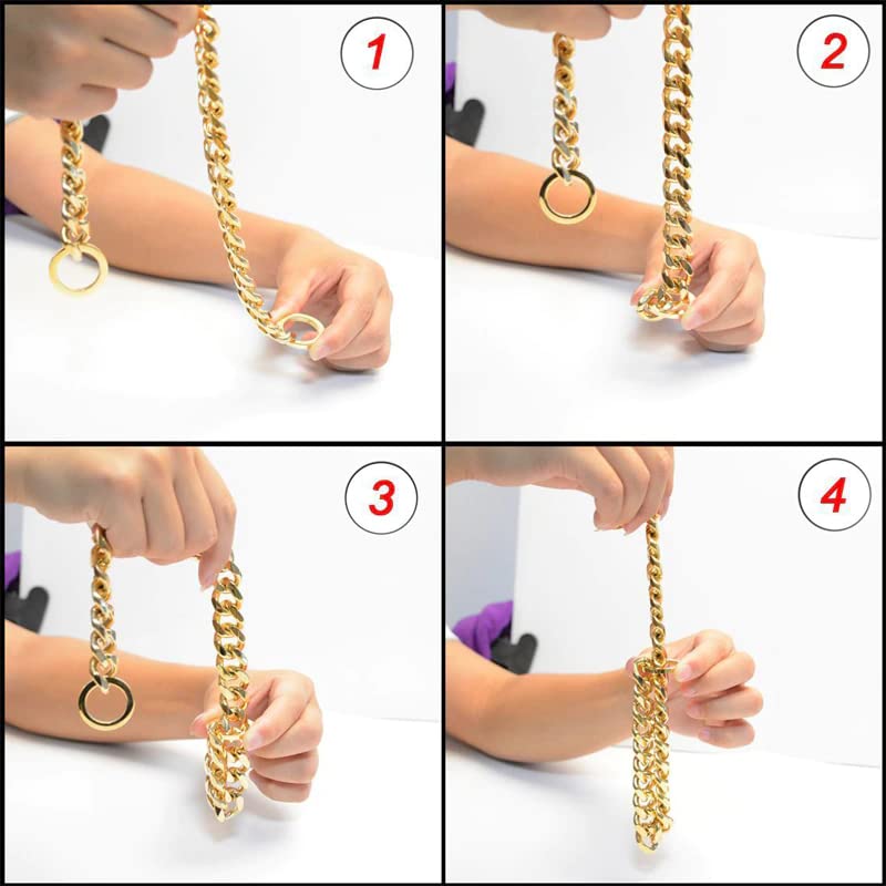 Premium Heavy Duty 5mm Brass Diamond Cut Gold Dog Choke Chain Collar - X-Large 24 Inch Training & Show Swivel Collar for Strong Dogs - Perfect for Obedience Training, Dog Shows & Daily Walks