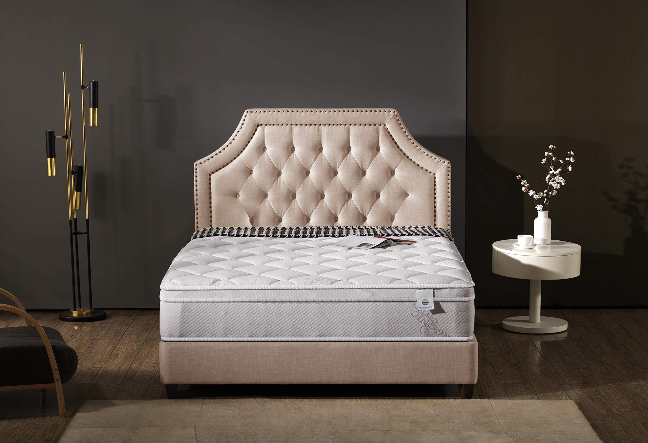 Oliver & Smith 12 Inch Hybrid King Mattress - Pocketed Coil Spring, Plush Euro Pillow Top with Cooling Memory Foam | Eco-Friendly, Breathable & Supportive | Perfect for Master Bedrooms, Guest Rooms & Luxury Hotels