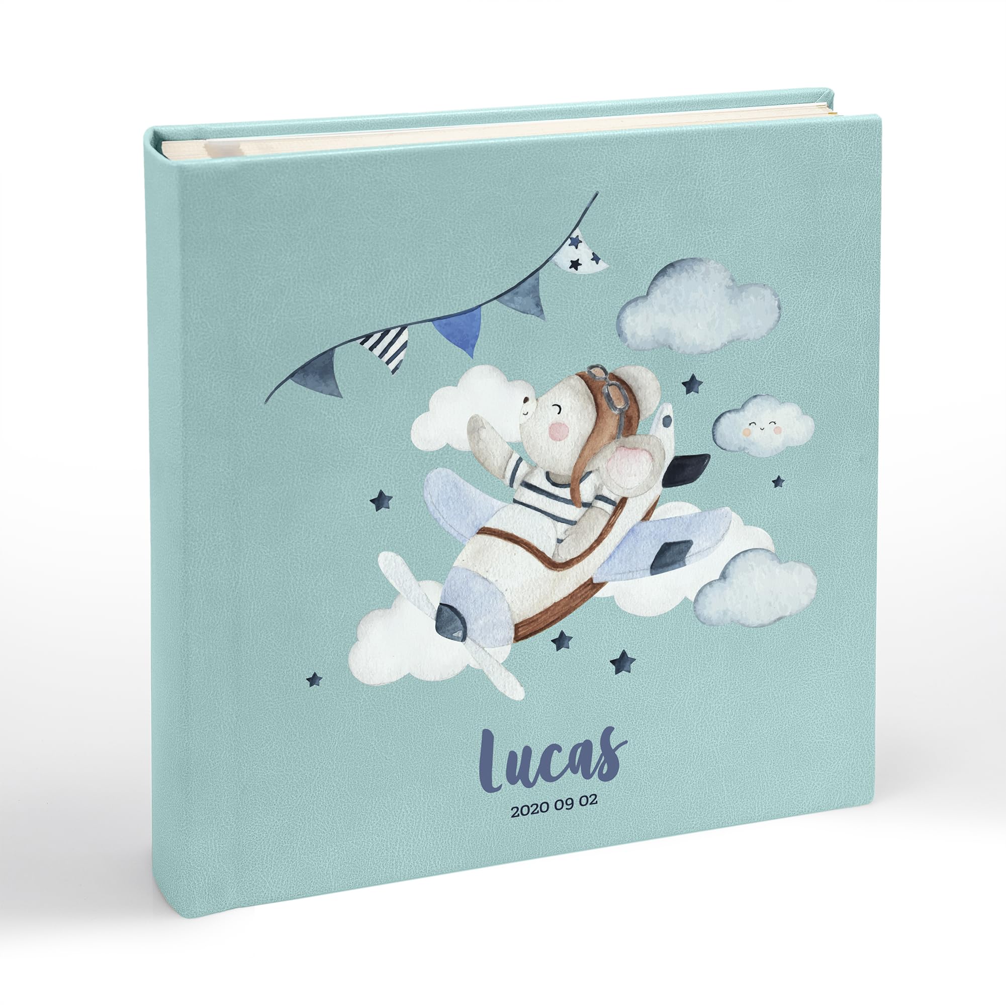 Eco-Friendly Leather Self-Adhesive Baby Photo Album - Custom Baby Memory Book for Boys & Girls | Personalized Baby Shower Gift | Perfect for Newborn Milestones, First Birthday & Family Keepsakes