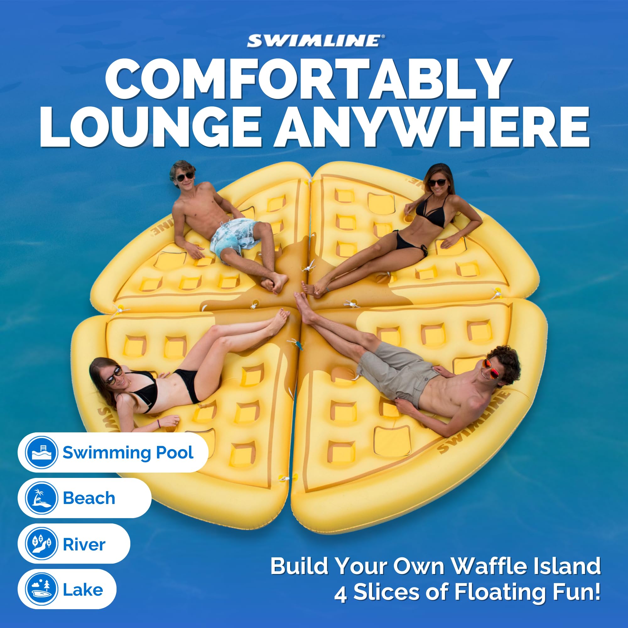 Inflatable Waffle Pool Lounge Float - Brown One Size - Comfortable Pool Float for Relaxing, Sunbathing & Lounging in Swimming Pools, Lakes or Beaches