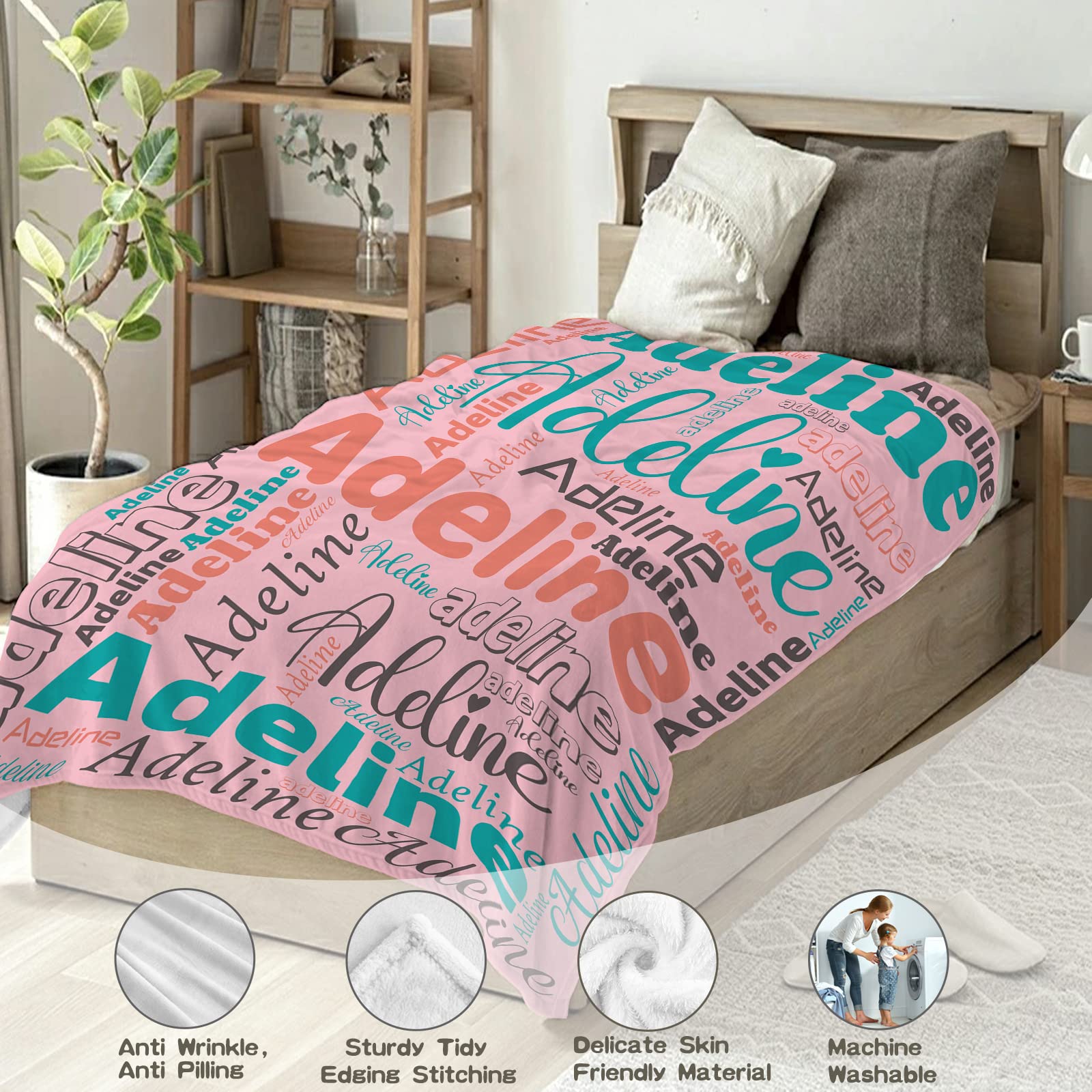 **Personalized Name Blanket for Kids - Custom Baby Blanket for Boys & Girls - Super Soft Fleece Throw - Perfect Gift for Birthday, Christmas, Valentine's Day - 30