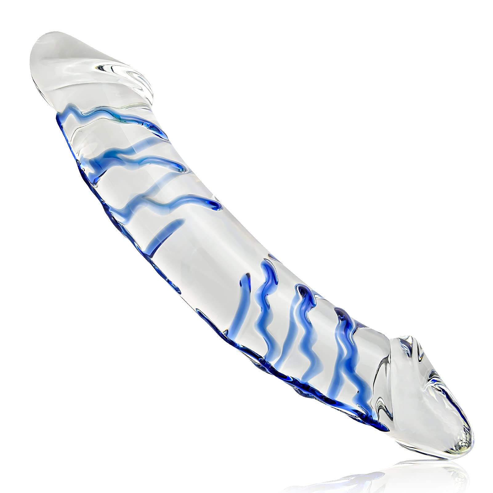 Realistic Glass Double-Ended Dildo - Crystal Pleasure Wand with Spiral Texture & Vivid Glans for G-Spot Stimulation | Dual-Sided Sex Toy for Women, Couples & Solo Play | Perfect for Vaginal, Anal & Lesbian Play | Sensual Massage & Intimate Exploration