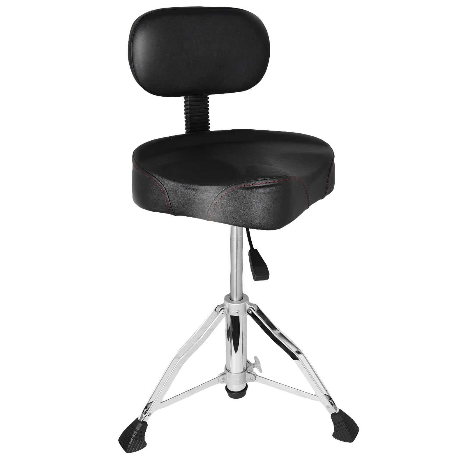 Heavy Duty Hydraulic Drum Throne with Backrest - Adjustable Drum Stool Seat for Drummers, Portable & Removable Motorcycle Style Drum Chair - Perfect for Drum Practice, Live Performances & Music Studios