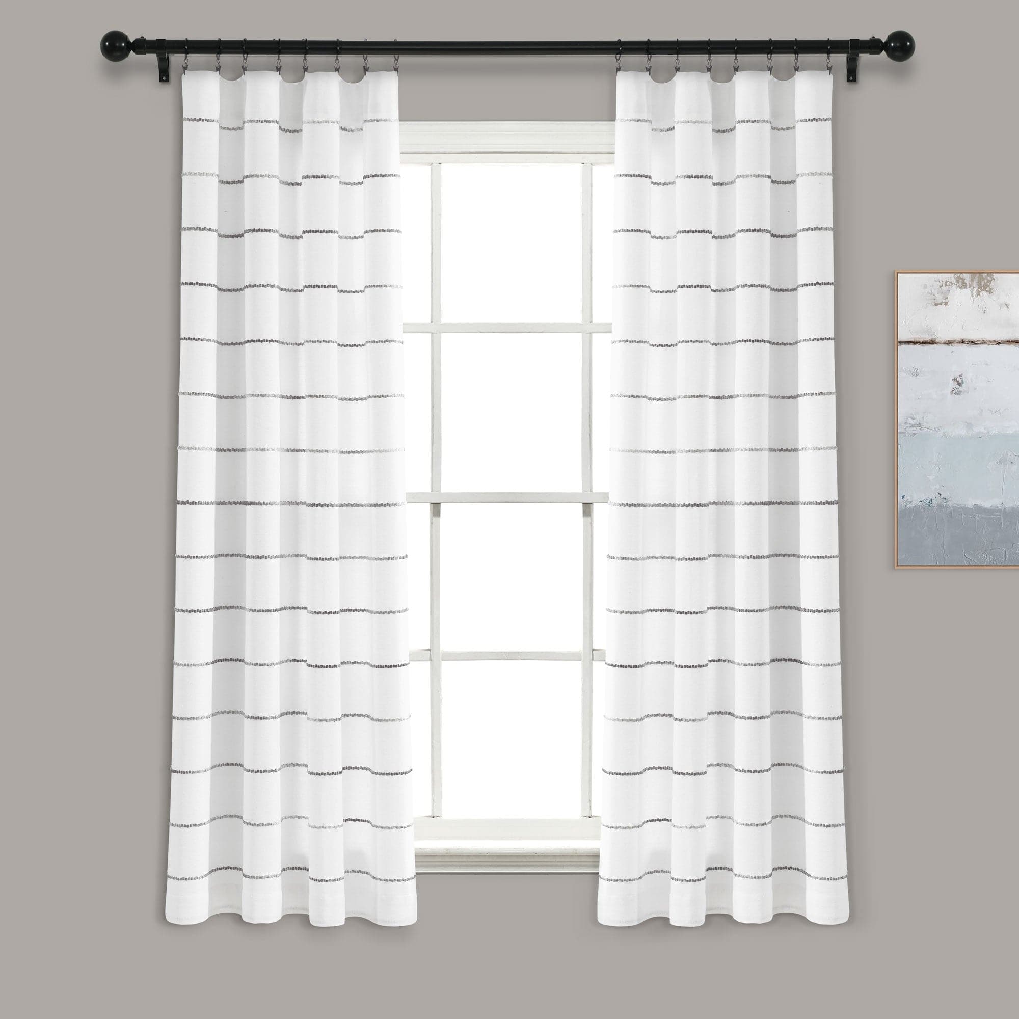 Ombre Stripe Yarn Dyed Recycled Cotton Blend Window Curtain Panel Set - Eco-Friendly Home Decor for Living Room & Bedroom
