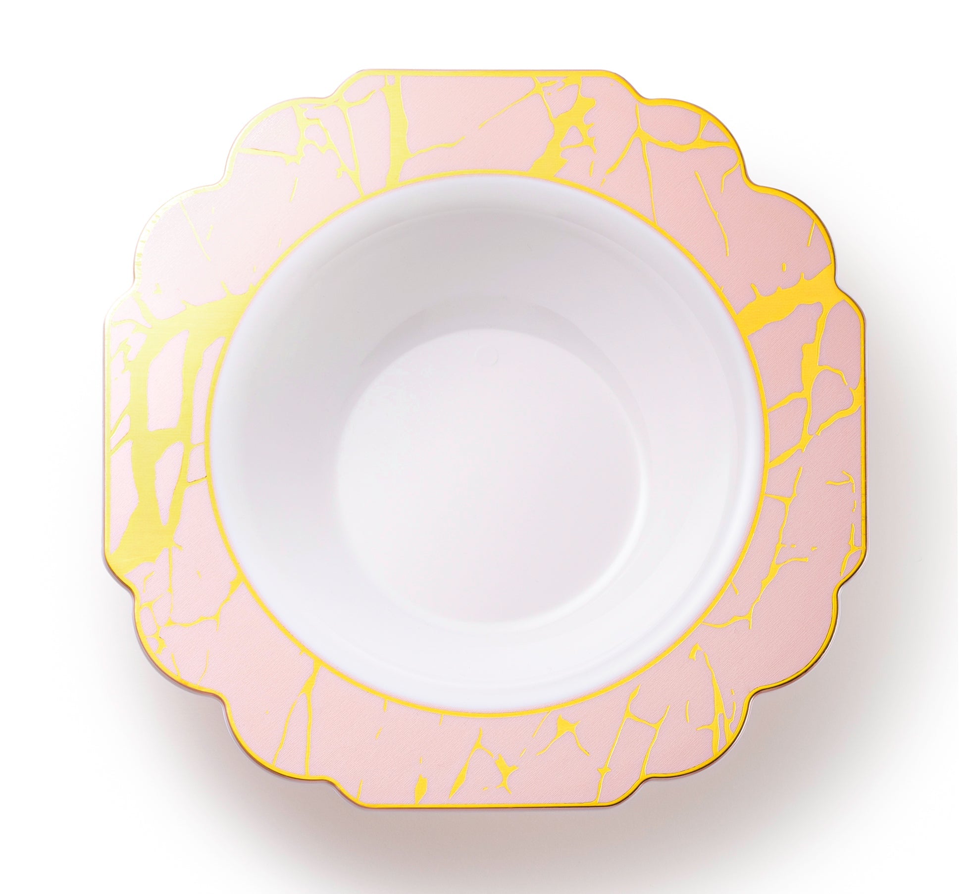 10-Pack Pink and Gold Marble Plastic Plates - Elegant Disposable Dinnerware for Parties, Weddings & Special Events