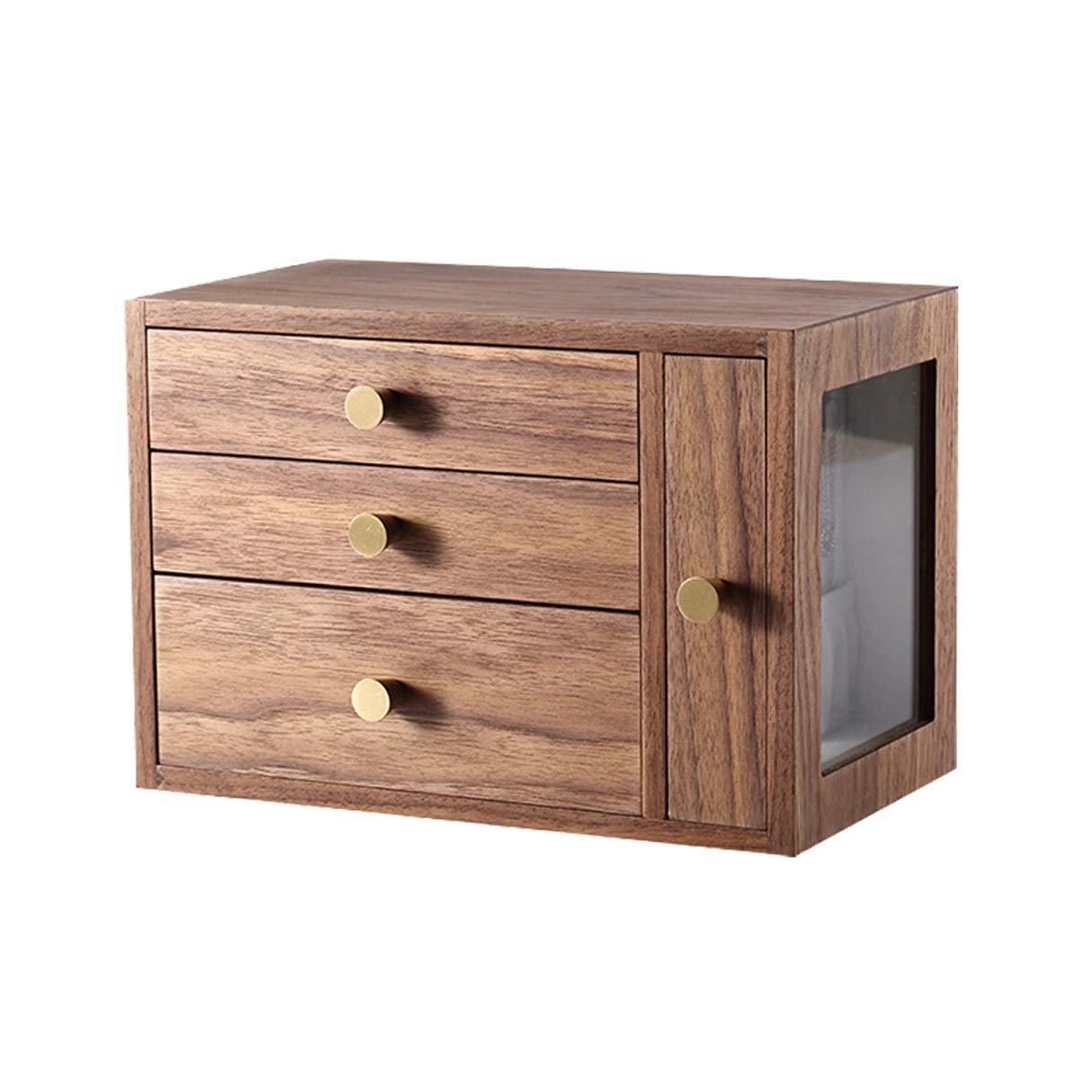 Vintage Wooden Jewelry Box with Double Doors - Handcrafted Layered Storage for Necklaces, Bracelets, Earrings & Cutlery - Unique Retro Pattern Design for Bedroom, Bathroom & Vanity Organization