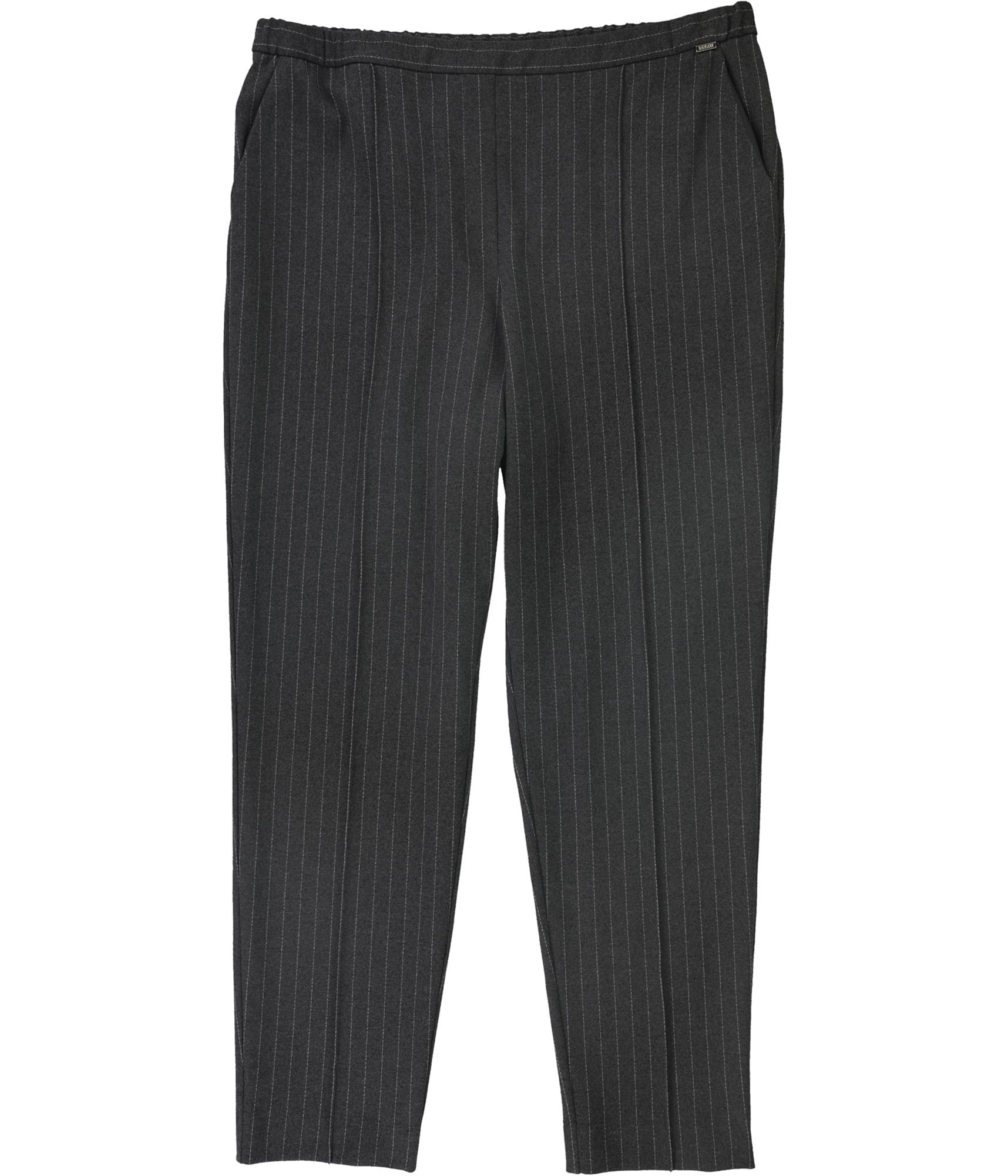 St. John Women's Pinstripe Dress Pants Leggings - Grey, Large Size - Perfect for Office Wear, Business Casual & Professional Outfits
