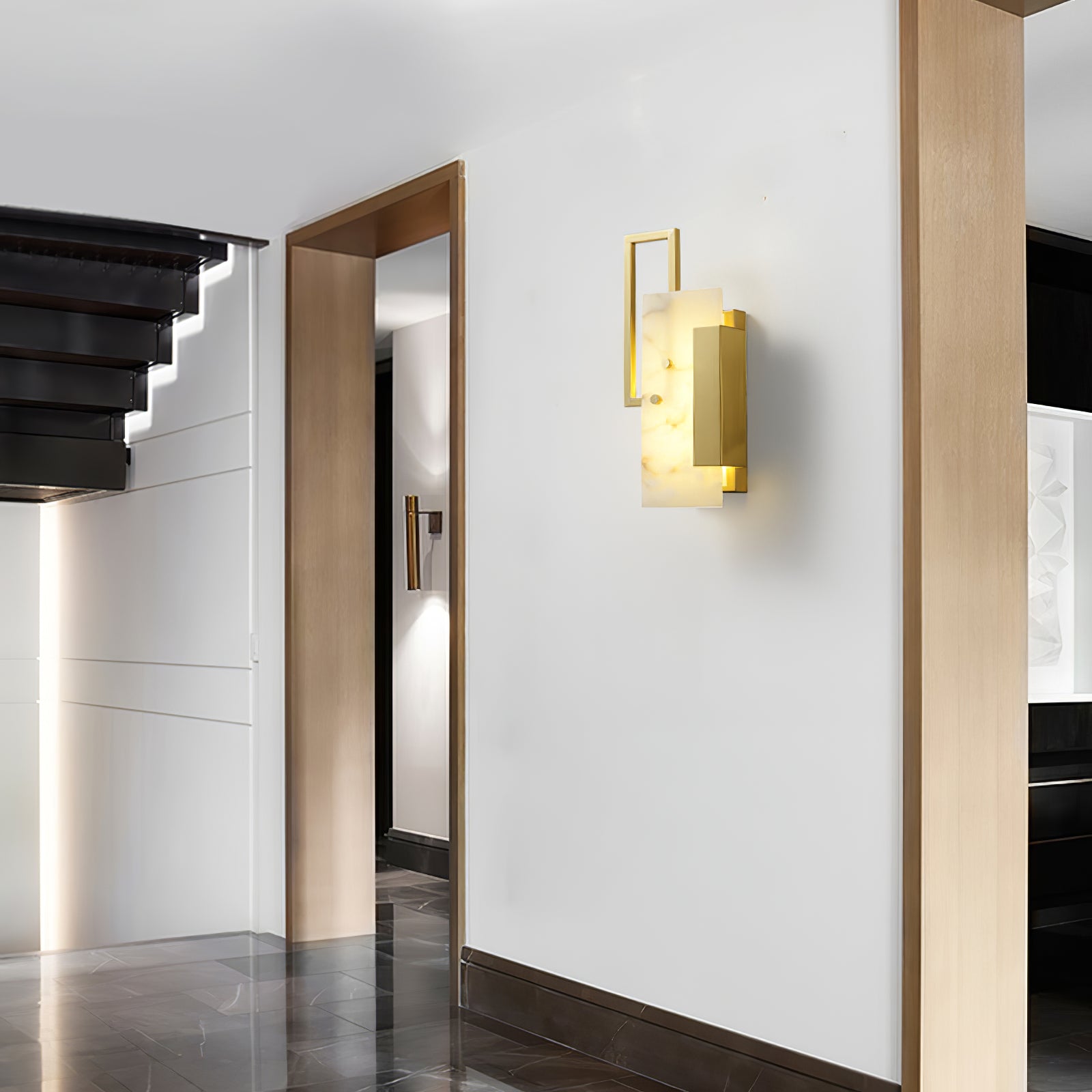 Alabaster Wall Sconce Light Fixture - Handcrafted Althea Design for Bedroom, Living Room & Hallway - Elegant Plug-in or Hardwired Wall Lighting for Home Decor