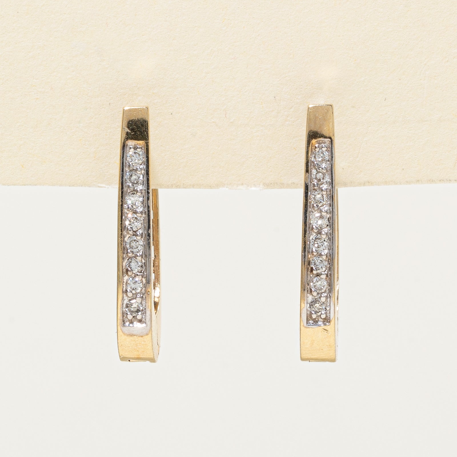 10K Gold Diamond Hoop Earrings for Women - 0.14ctw Round Cut Sparkling Stud Earrings | Perfect for Weddings, Parties & Everyday Elegance
