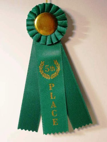 5th Place Award Ribbon with 3 Green Streamers - Perfect for Sports Competitions, School Awards & Ceremonies