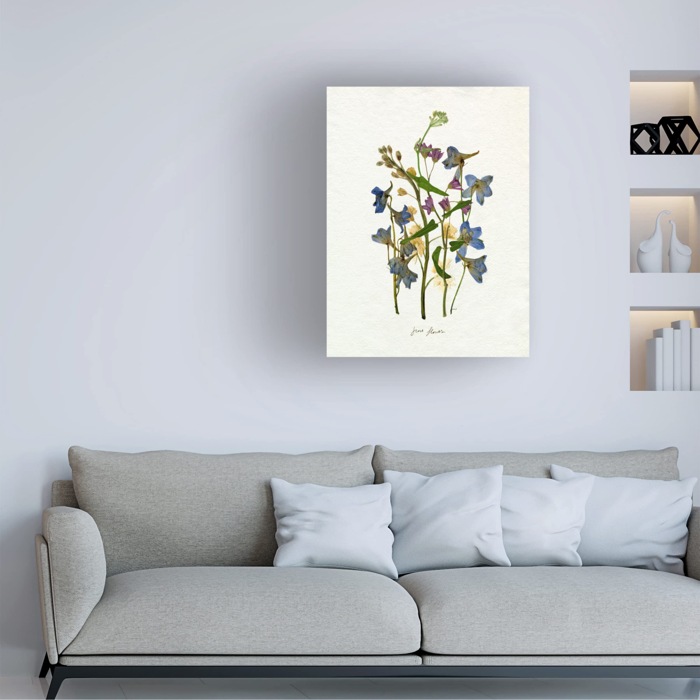 Emma Caroline 'Pressed June Arrangement II' Floral Canvas Wall Art Print - Modern Botanical Home Decor for Living Room, Bedroom & Office