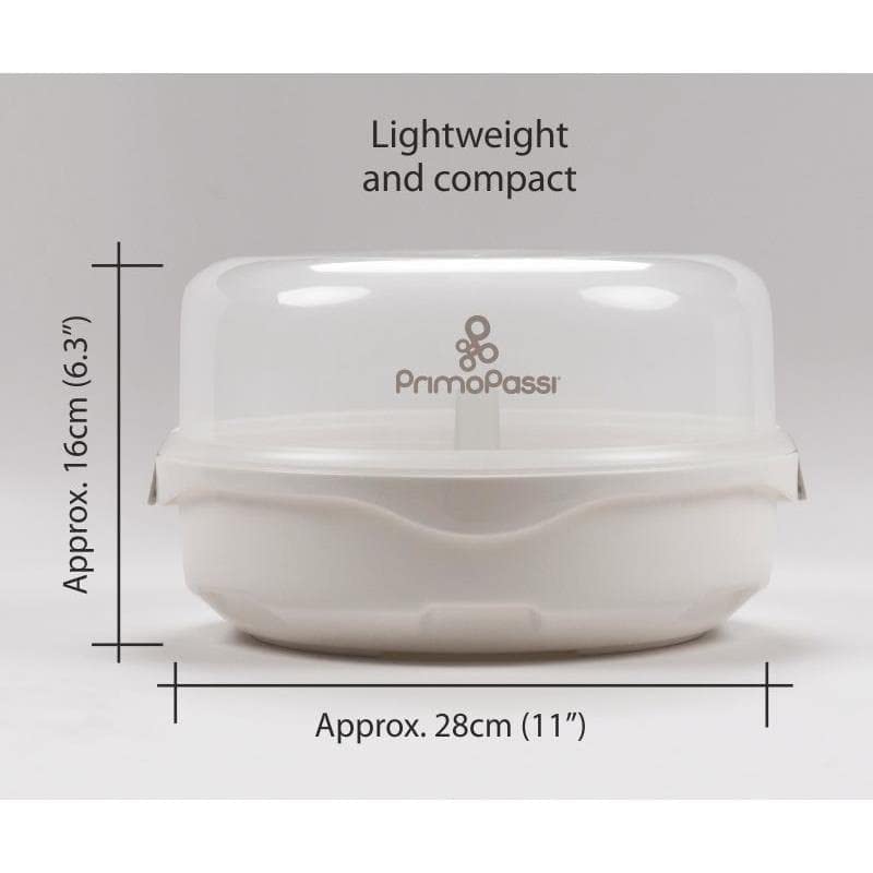 Primo Passi Baby Bottle Sterilizer - Microwave Steam Sterilizer for Bottles, Pacifiers, Cups & Teethers | Safe & Fast Sanitizing for Newborns | Perfect for Daycare, Travel & Home Use