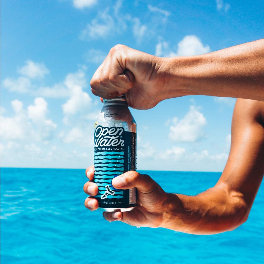 Open Water Sparkling Bottled Water with Electrolytes - 16oz Aluminum Bottles (Pack of 12) | BPA-Free, Eco-Friendly | Perfect for Hydration On-The-Go, Gym, Hiking & Outdoor Adventures