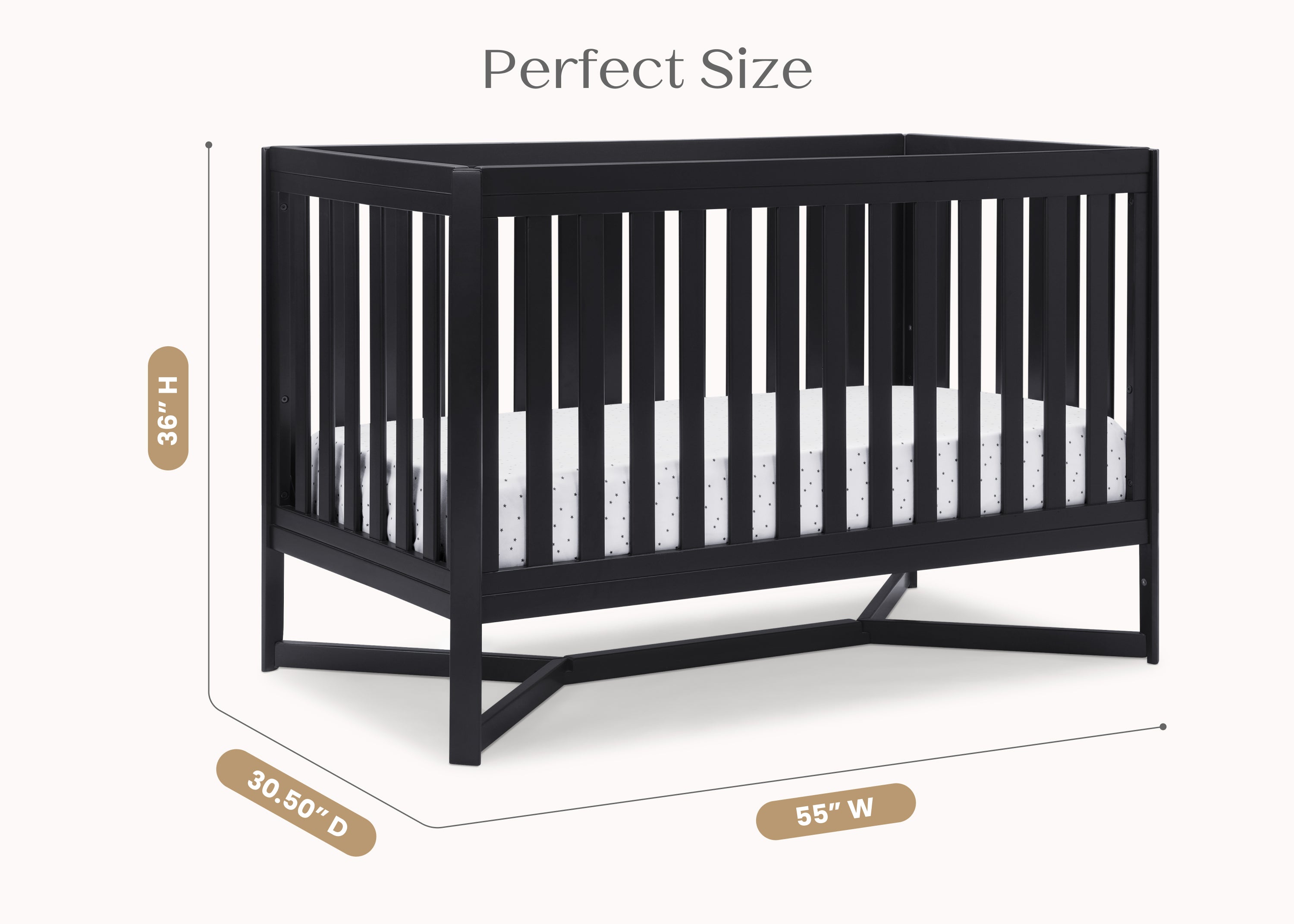 Tribeca 4-in-1 Convertible Baby Crib - White Nursery Furniture for Newborn to Toddler Bed - Perfect for Modern Nursery Rooms & Daycare Centers