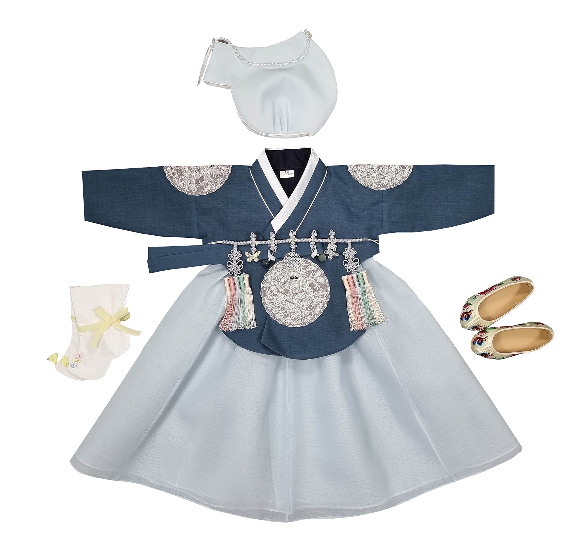 Korean Hanbok Baby Girl Outfit for 1st Birthday Doljanchi & 100th Day Baekil Celebration - Traditional Green & Blue Dress Set (HJG05) | Perfect for Photo Shoots, Cultural Events & Special Occasions