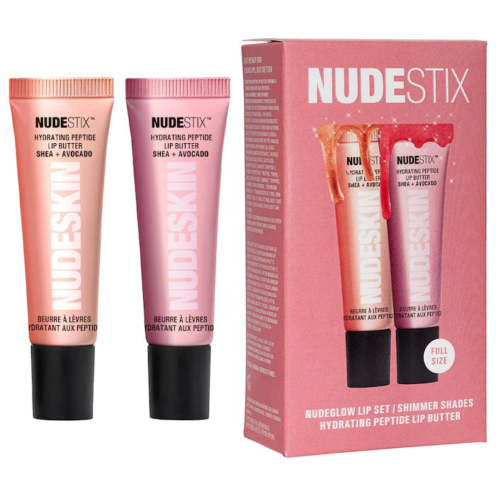NUDESTIX Nudeglow Hydrating Peptide Lip Butter Set - Moisturizing Lip Care for Dry Lips | Perfect for Daily Hydration & Nighttime Lip Treatment