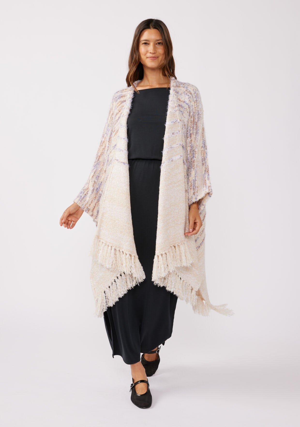 Betina Striped Poncho for Women - Soft & Stylish Knit Wrap Shawl - Perfect for Fall, Winter & Outdoor Activities