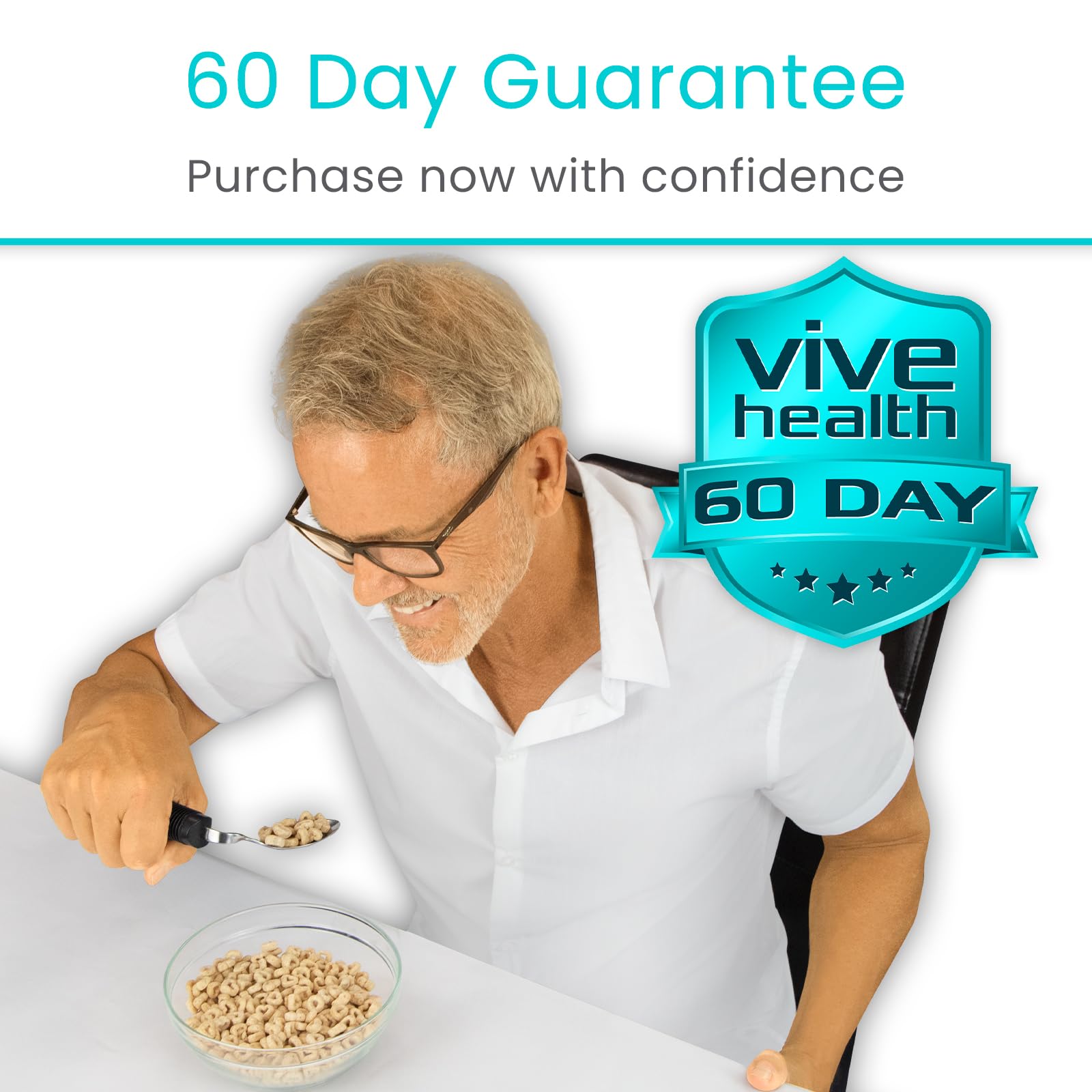 Vive Adaptive Utensil Set for Arthritis & Parkinson's - Easy Grip Stainless Steel Silverware for Hand Tremors & Shaking Hands - Heavy Duty Spoon, Fork & Knife for Seniors & Disabled - Perfect for Dining, Assisted Living & Home Care