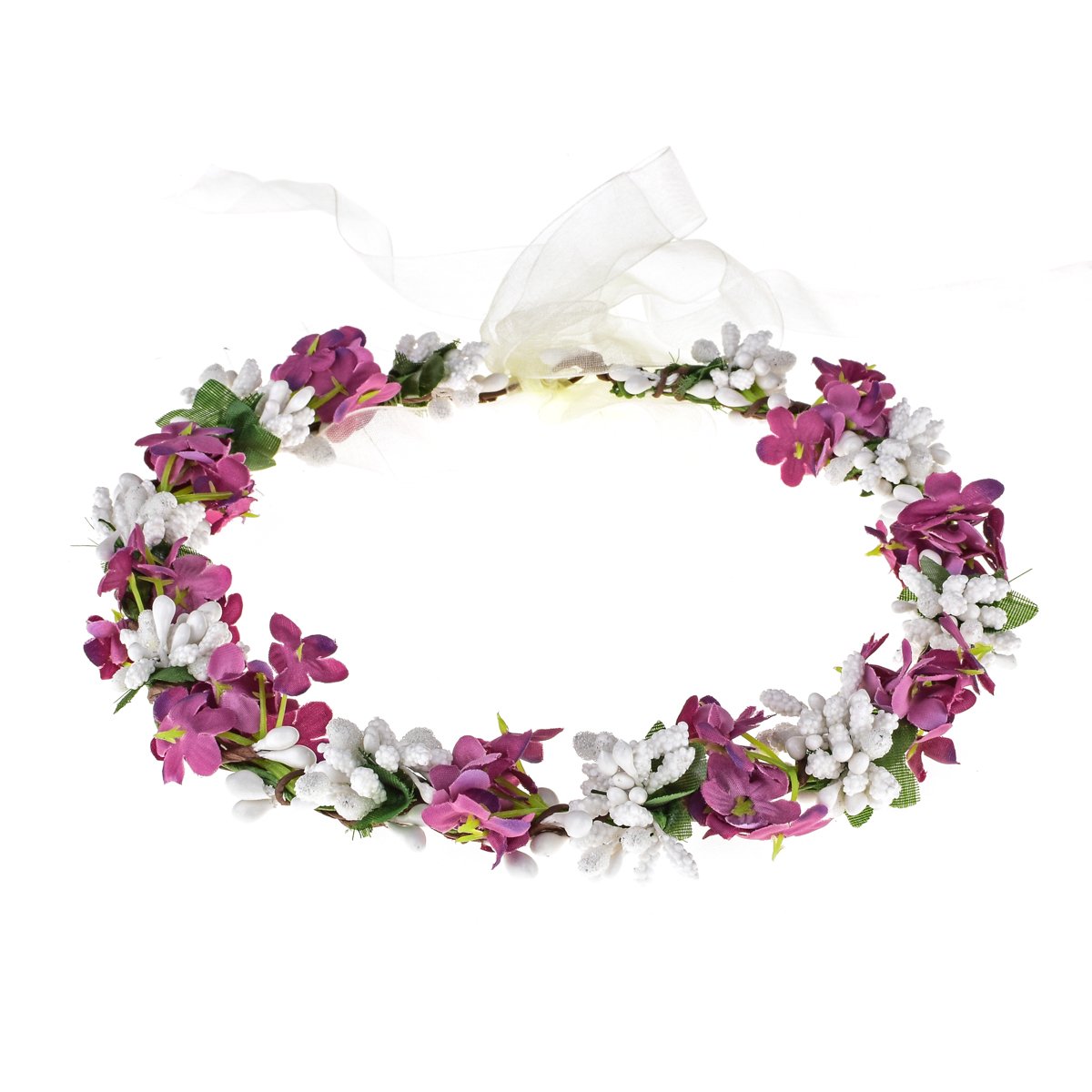 Purple Boho Flower Crown Headband - Nature-Inspired Fruit Garland for Weddings, Festivals & Photo Props - Perfect for Bridal, Boho Chic & Outdoor Events