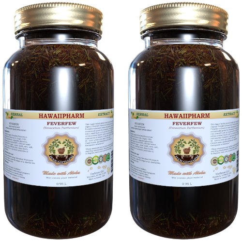 Organic Feverfew (Tanacetum parthenium) Liquid Extract Tincture Supplement - 2x32 oz Unfiltered | Herbal Remedy for Migraine Relief & Headache Support | Natural Wellness for Stress & Inflammation