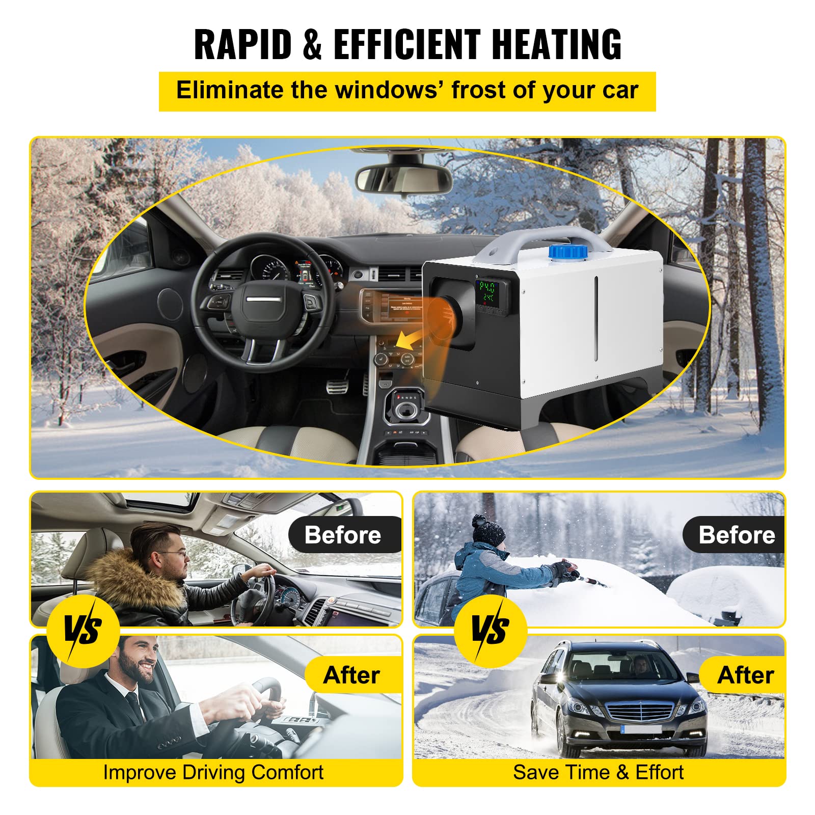 VEVOR 8KW 12V Diesel Air Heater with LCD Display & Remote Control - Fast Heating Compact Parking Heater for Trucks, RVs, Boats, Campers | Perfect for Winter Road Trips & Off-Grid Living