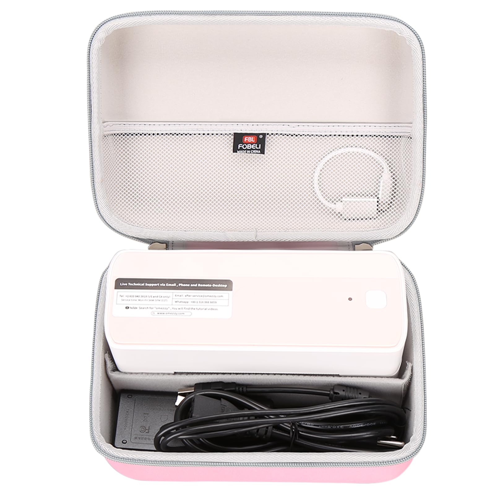 FBLFOBELI Hard Protective Case for Omezizy 241BT Wireless 4x6 Bluetooth Thermal Shipping Label Printer - Durable Pink Storage Cover | Perfect for Office, Warehouse & Home Shipping Label Printing